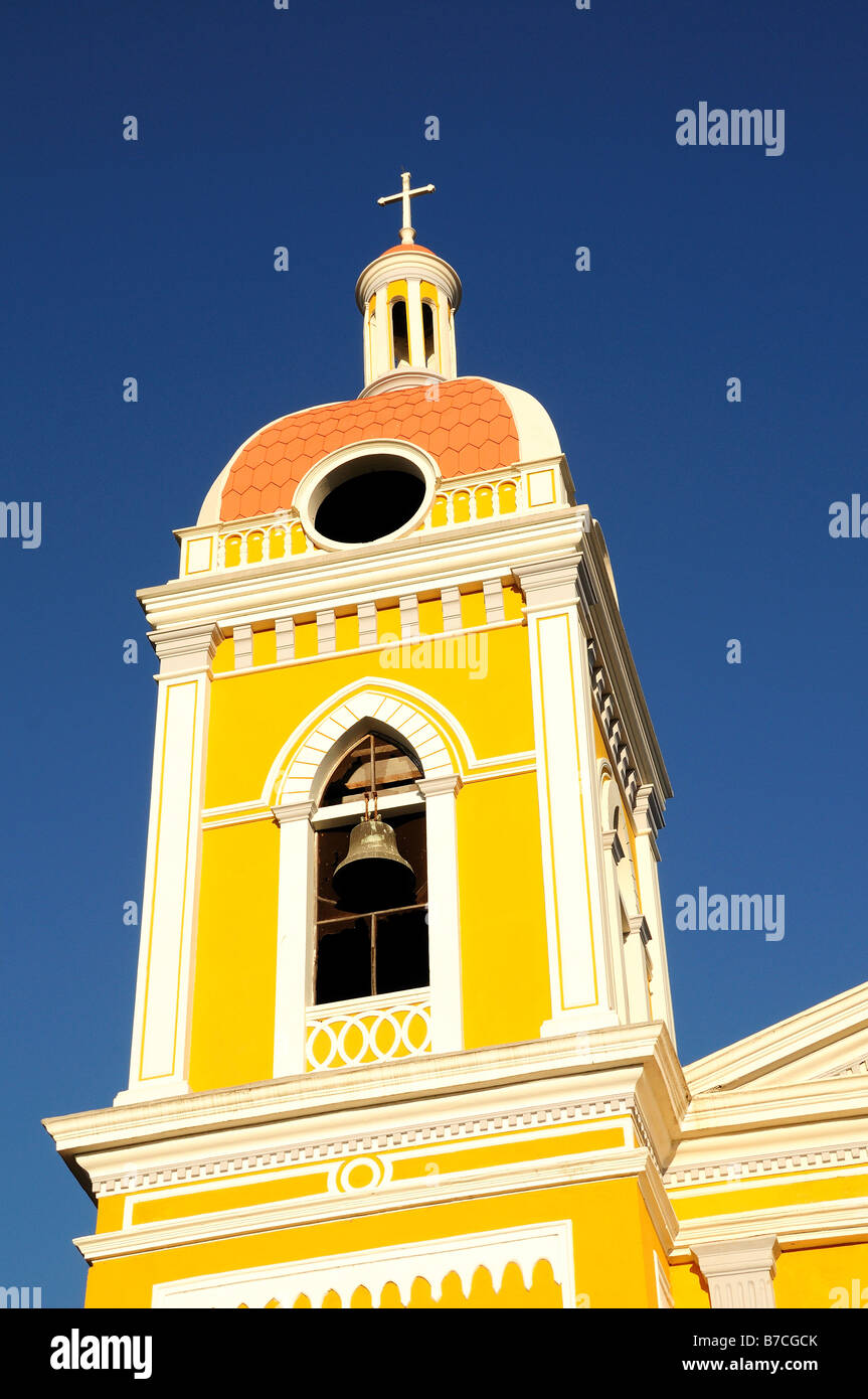 Bell tower of Granada's cathedral, Nicaragua, Central America Stock Photo