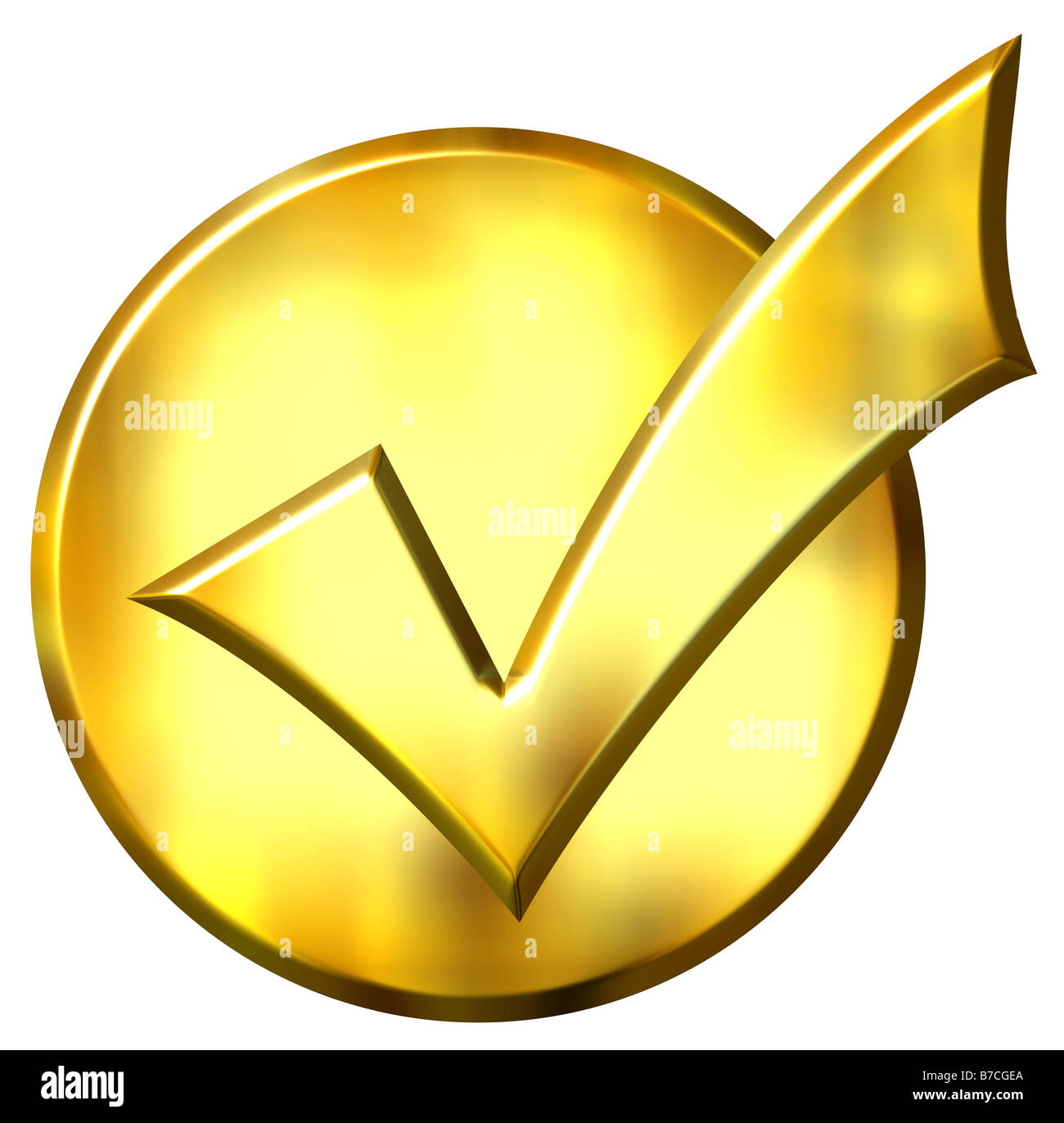 3d golden ticked circle Stock Photo