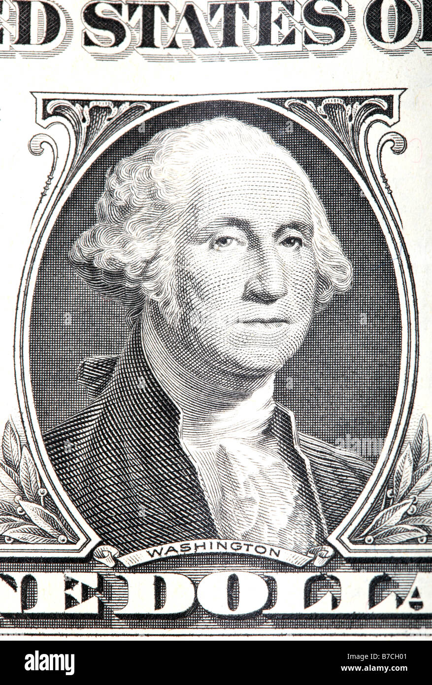 gravure of george washington detail from an old one dollar banknote Stock Photo