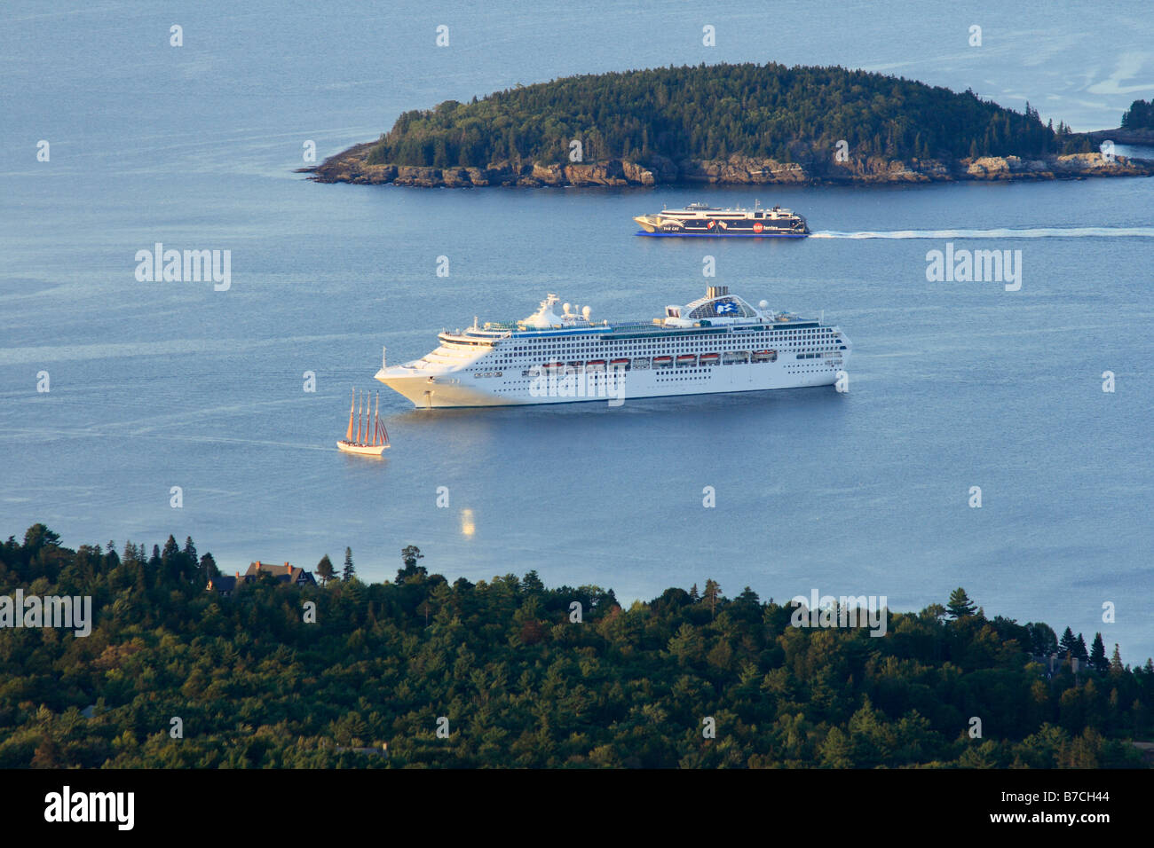 Aerial View Of Bar Harbor Maine Stock Photo Alamy