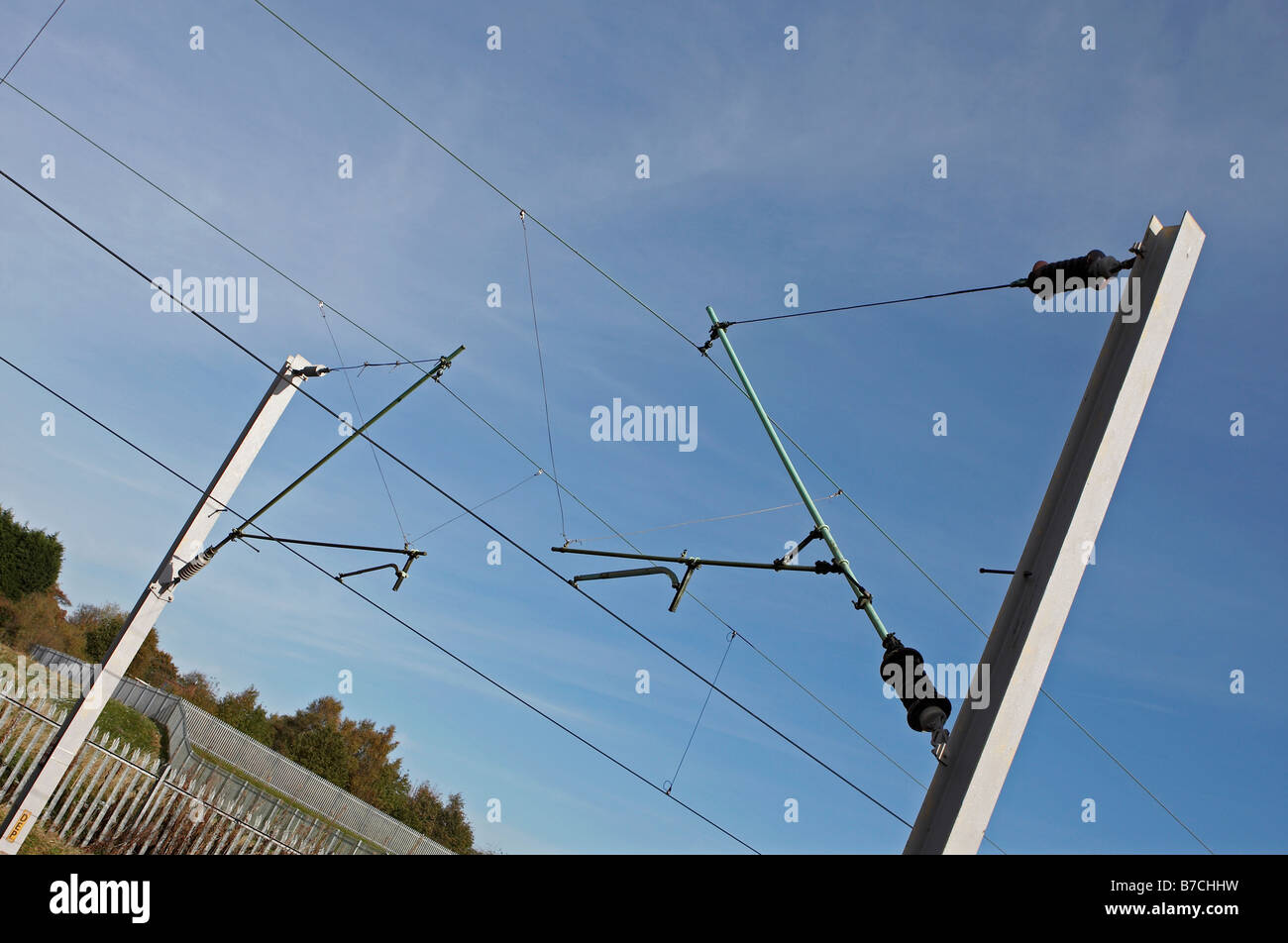 Overhead Line Equipment on the WCML Stock Photo