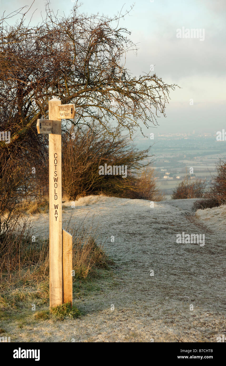 The Cotswold Way at Crickley Hill Country Park near Cheltenham in