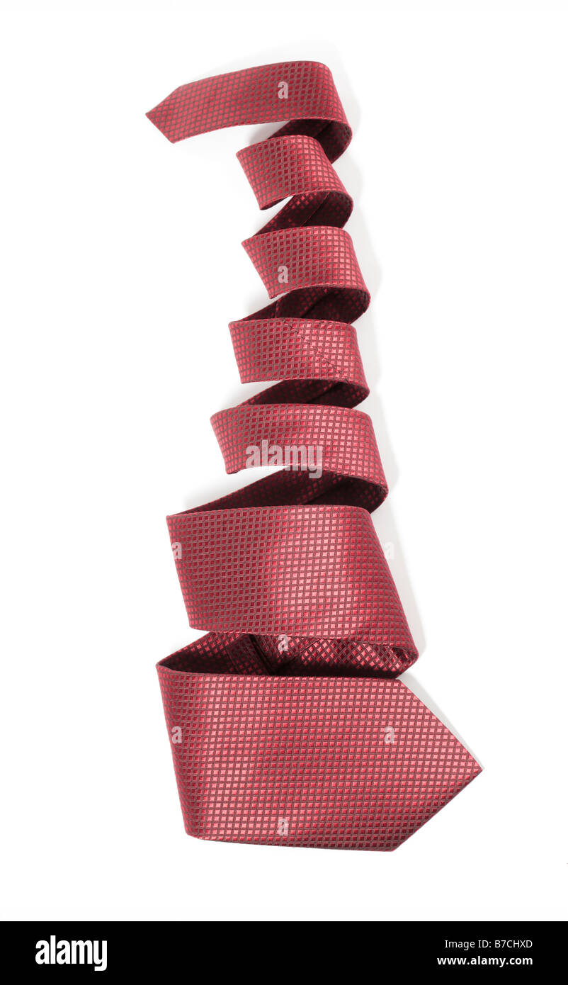 Red silk tie on white background Stock Photo