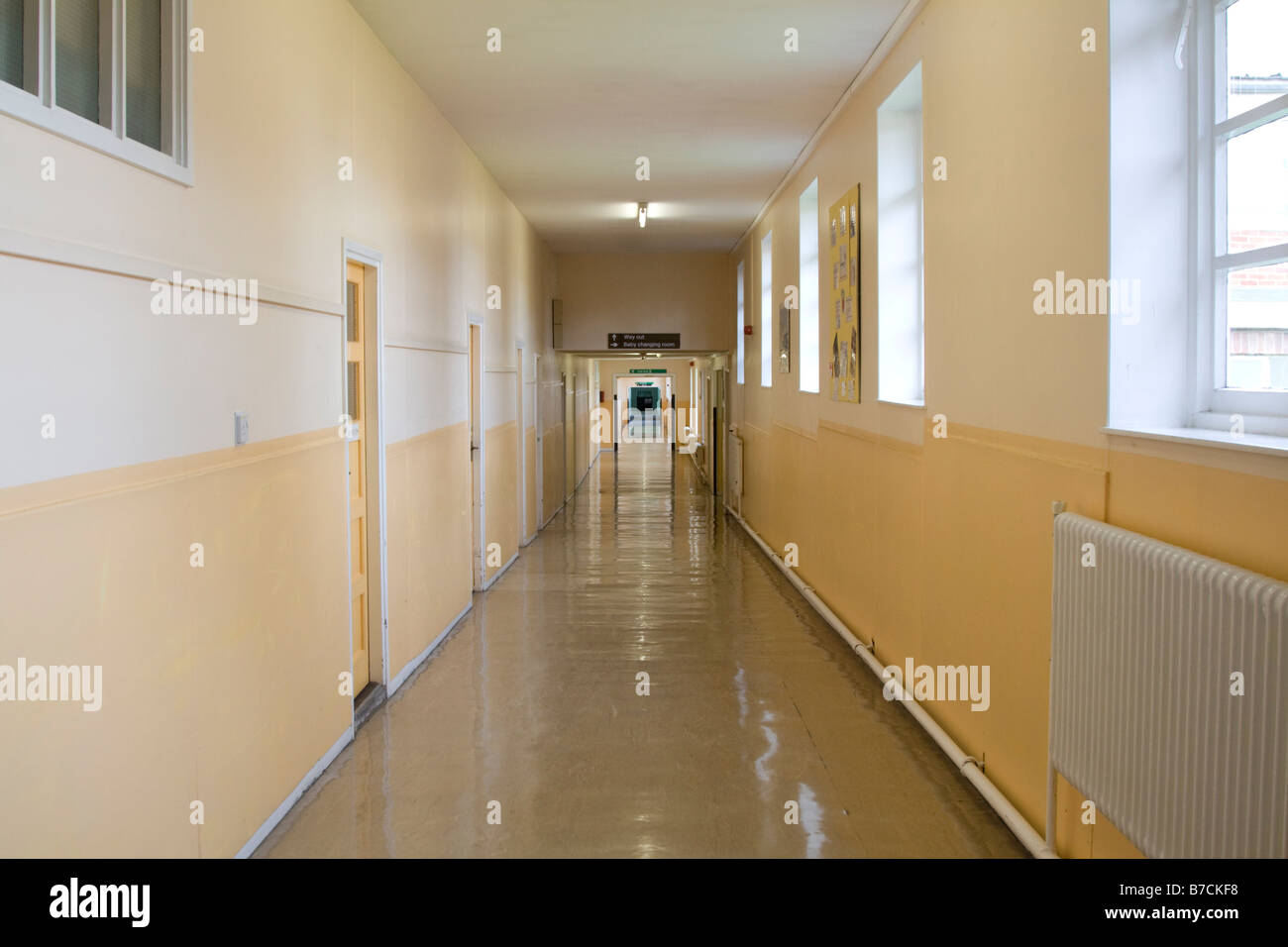 Stoke Mandeville Hospital corridor Aylesbury Buckinghamshire Stock Photo
