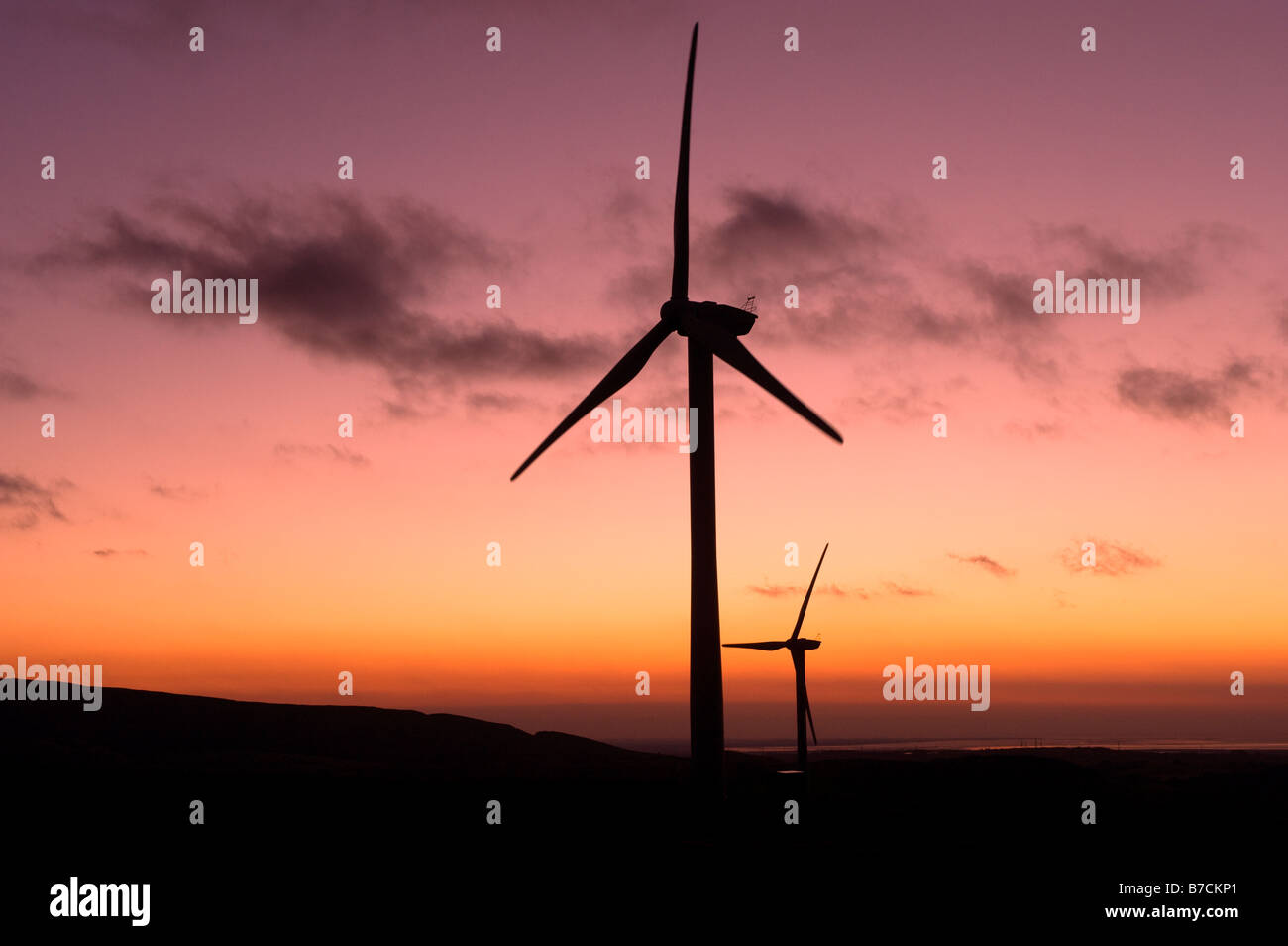 Wind Turbine at sunset Lancaster Lancashire England Stock Photo Alamy