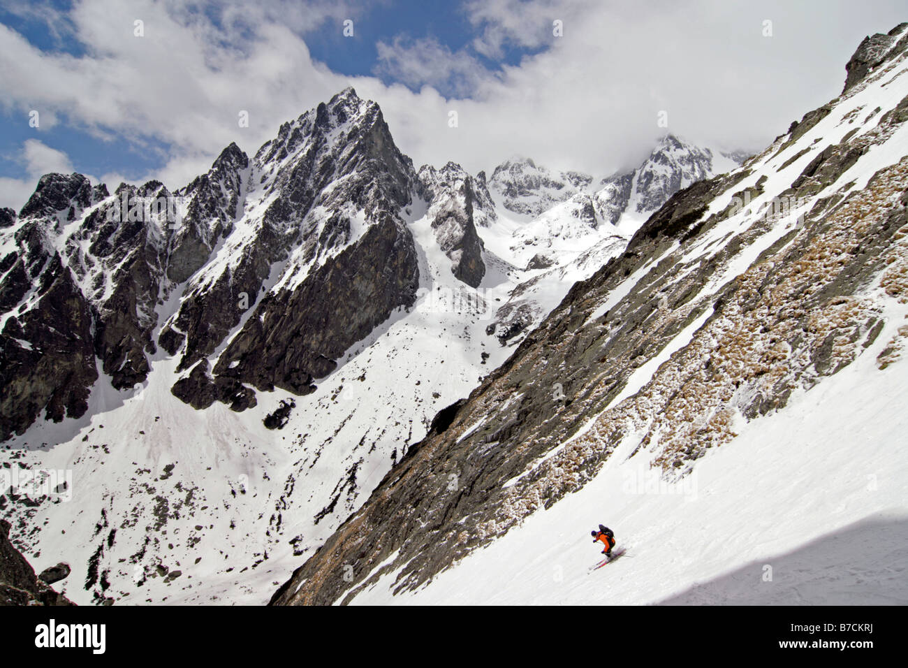 Alpine skiing, Filmarsky zlab, High Tatras, Slovakia Stock Photo