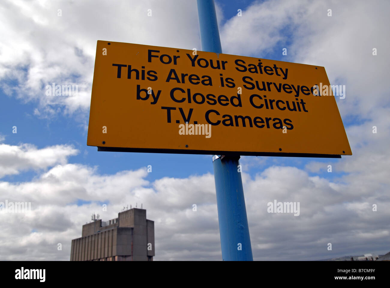 Security warning / CCTV sign in an inner city area Stock Photo