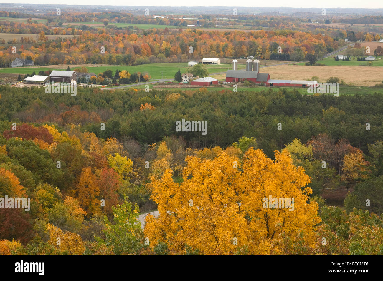 WISCONSIN View over forest and farms from the Parnell Observation