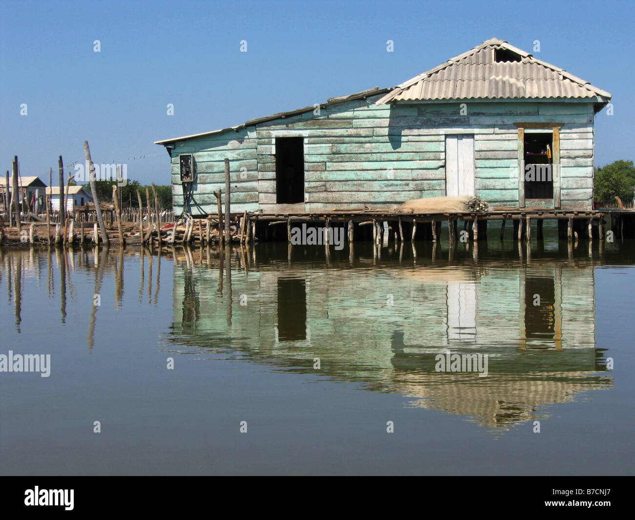 stilt building in the lagoon Cinaga Grande de Santa, Colombia, Cinaga Grande de Santa Stock Photo