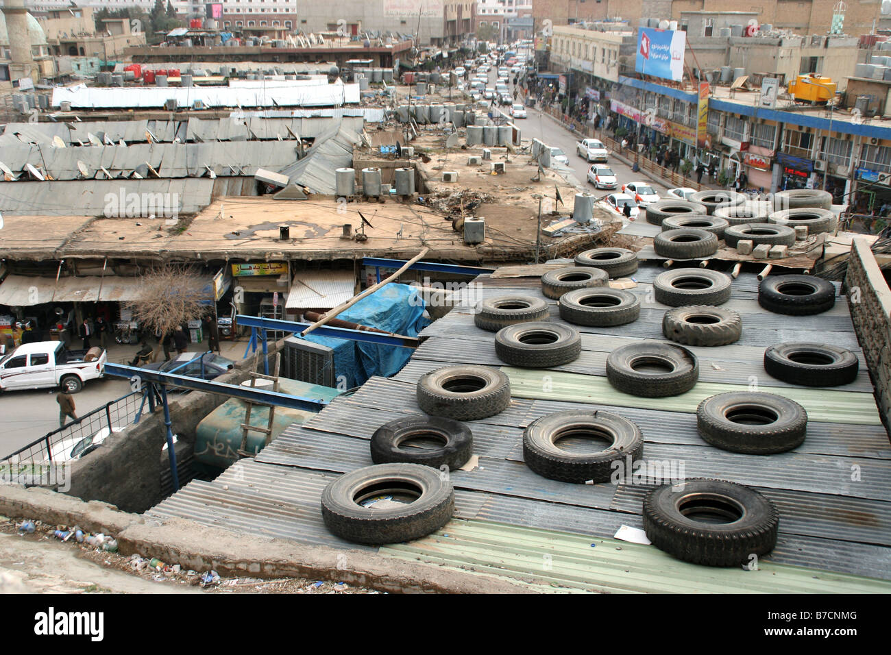 Roofs of Erbil, and view at the chaotic city centre, Iraq, Iraqi Kurdistan, Erbil (Arbil Hewler) Stock Photo