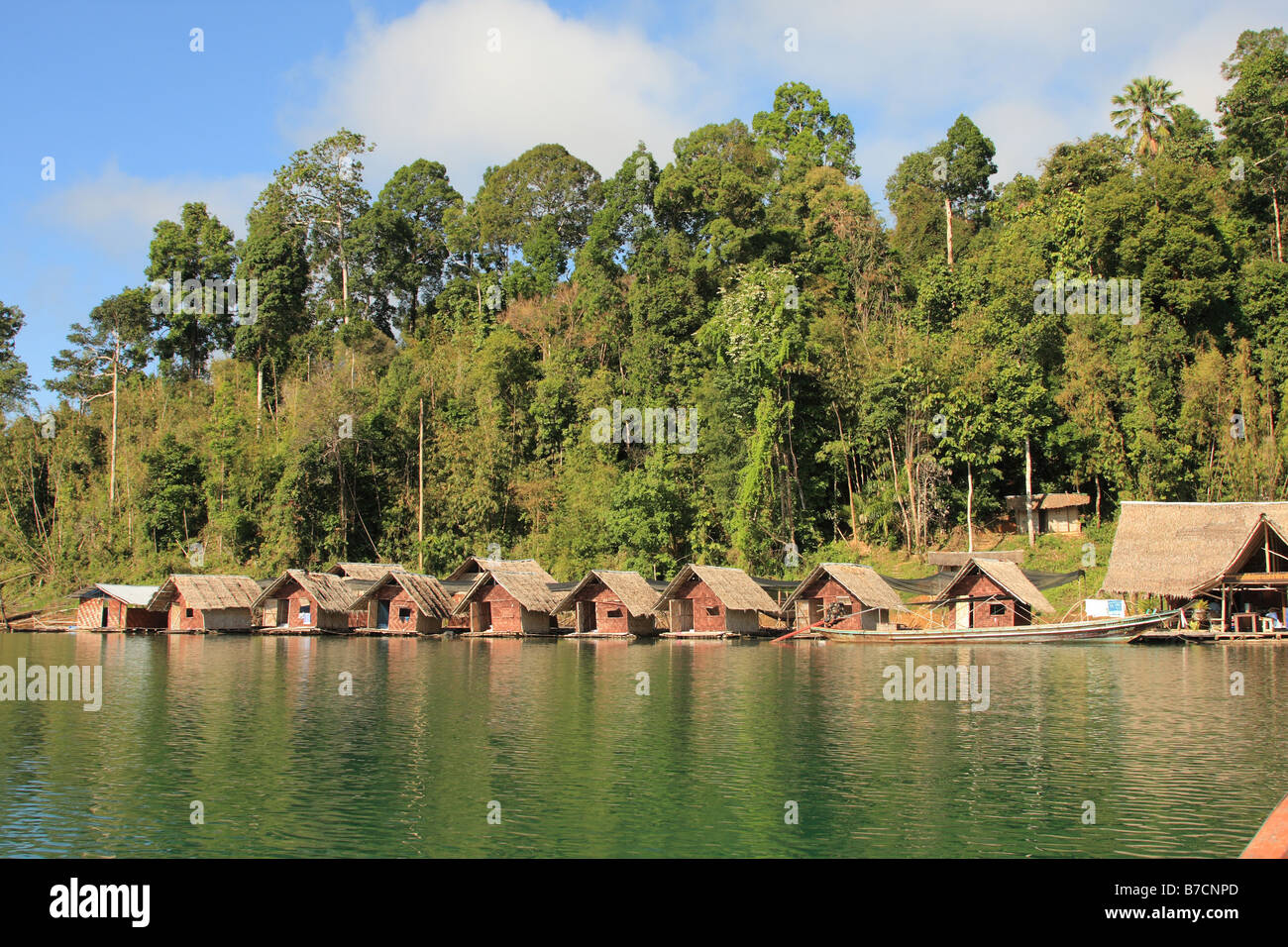 Rafthouses on the Cheow Lan Lake, Thailand, Phuket, Khao Sok National Park Stock Photo