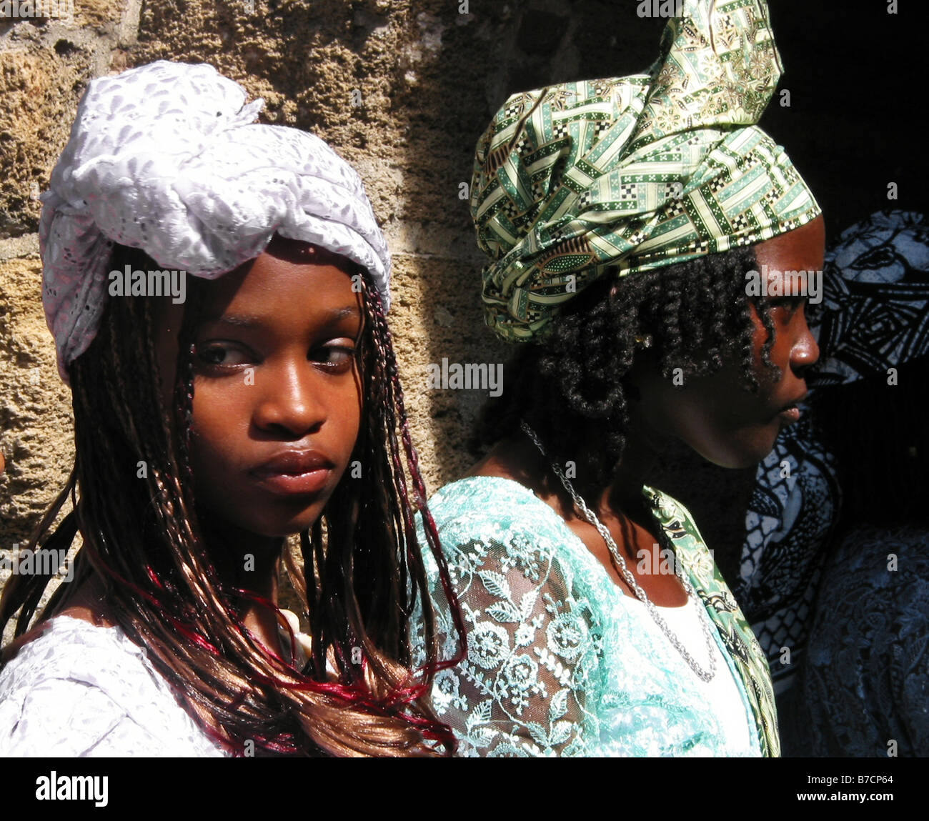 Maroon Girls In Traditional Clothes And Elaborate Headdress In ...