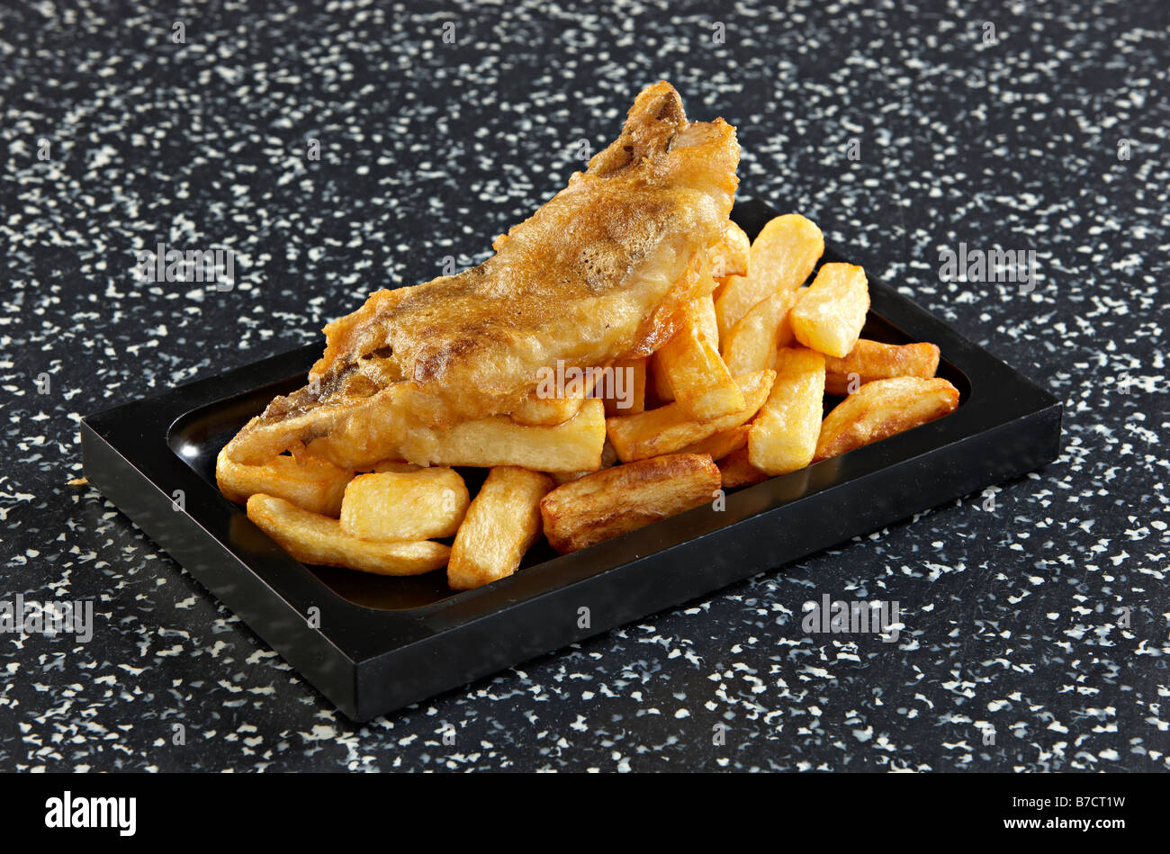 fish and chips pollock Stock Photo Alamy