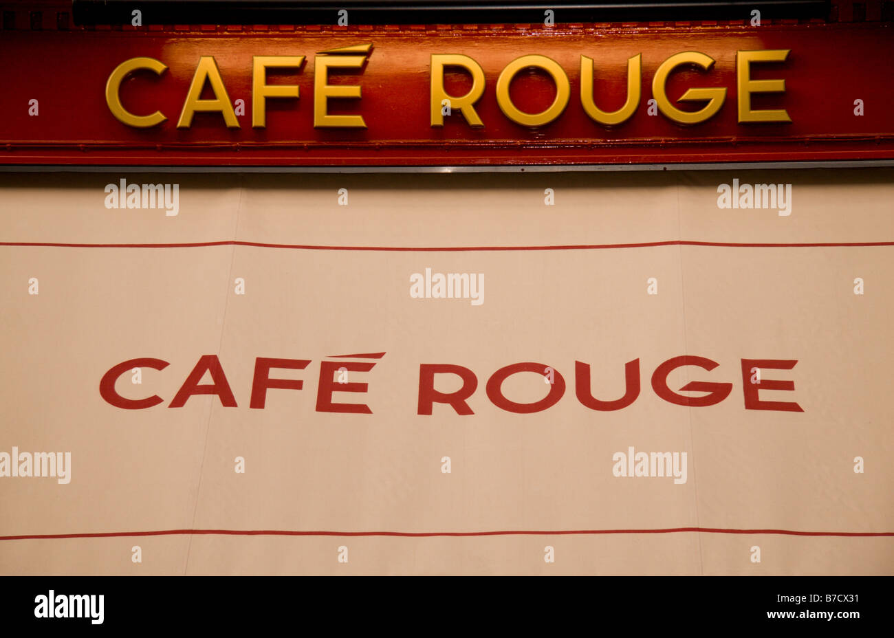 The banner above the shop front of Cafe Rouge, Little Clarendon St, Oxford, England.  Jan 2009 Stock Photo