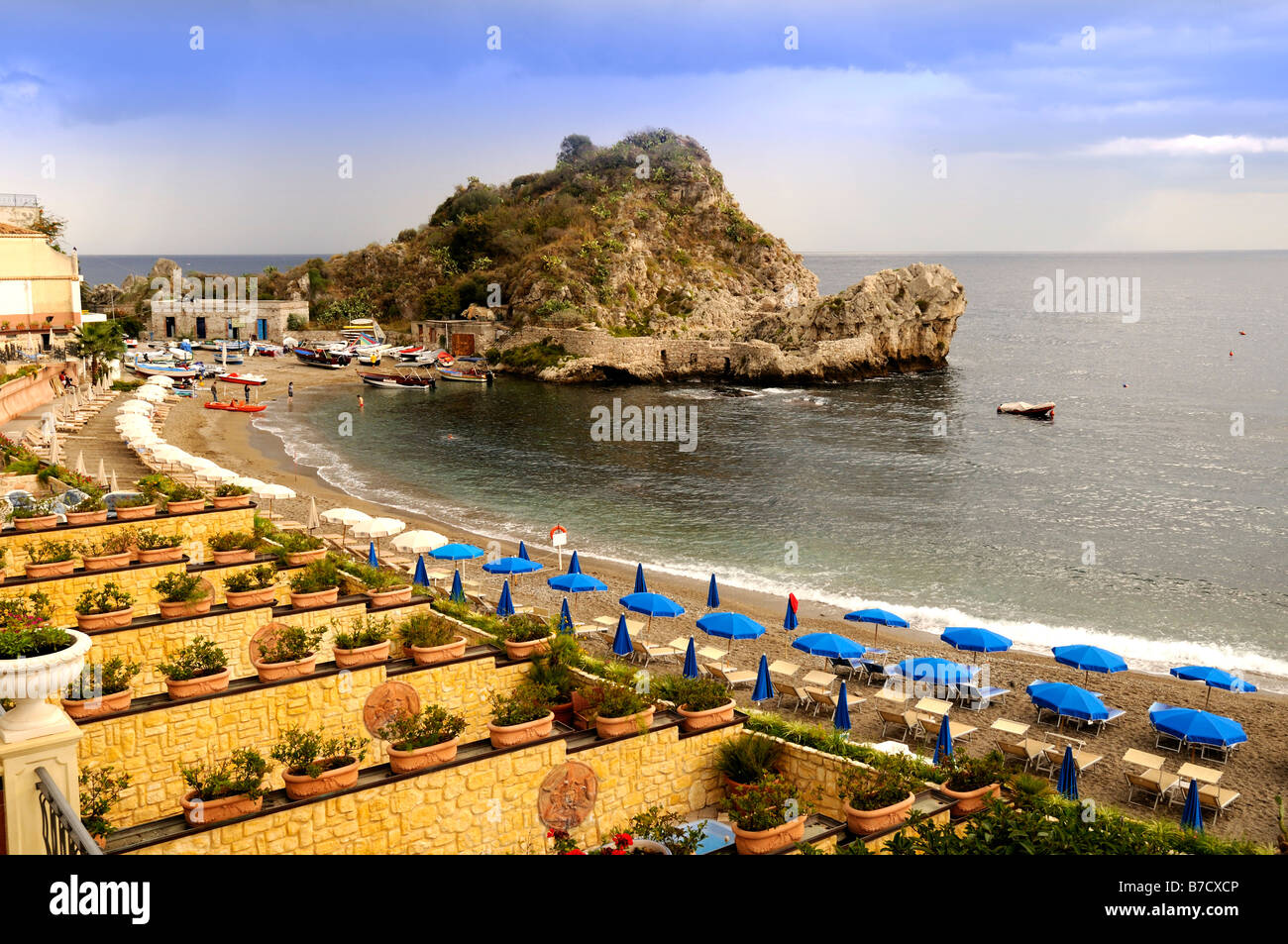 Taormina Mare Or Mazzaro With Isola Bella And Beach Taormina Stock Photo Alamy