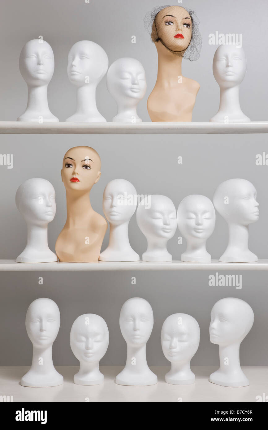 Mannequin busts on shelves Stock Photo Alamy