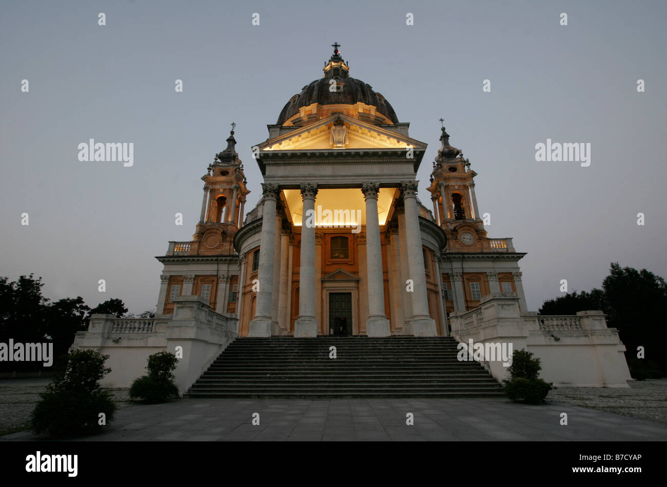Basilica of Superga ,Church ,Turin, Italy, Filippo Juvarra, Savoy,  Baroque-Classicism, temple front protrudes, columns Stock Photo - Alamy