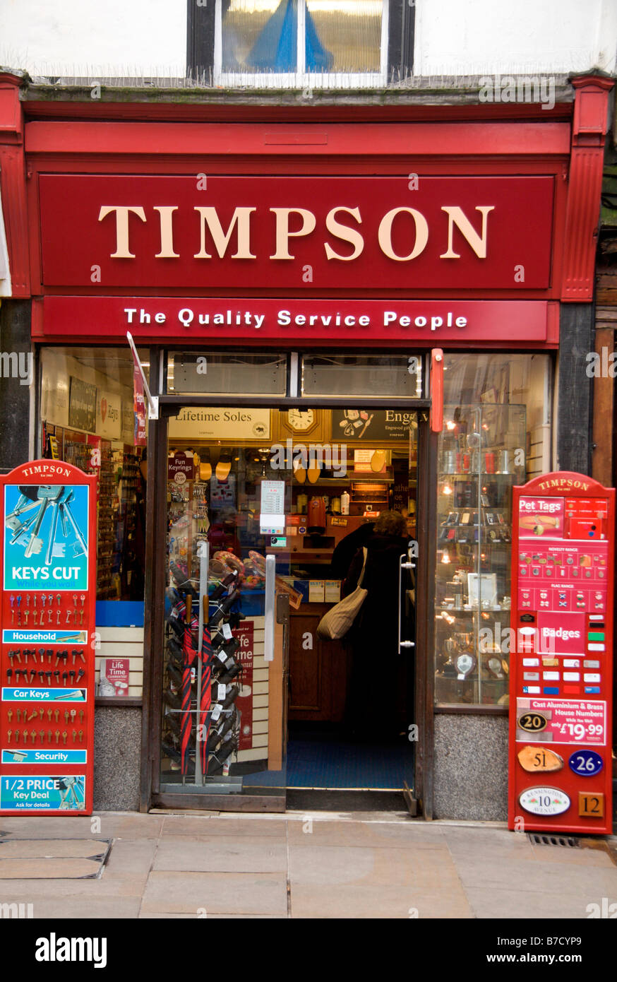 Shop front of Timpson ironmongers in Oxford England. Jan 2009 Stock Photo