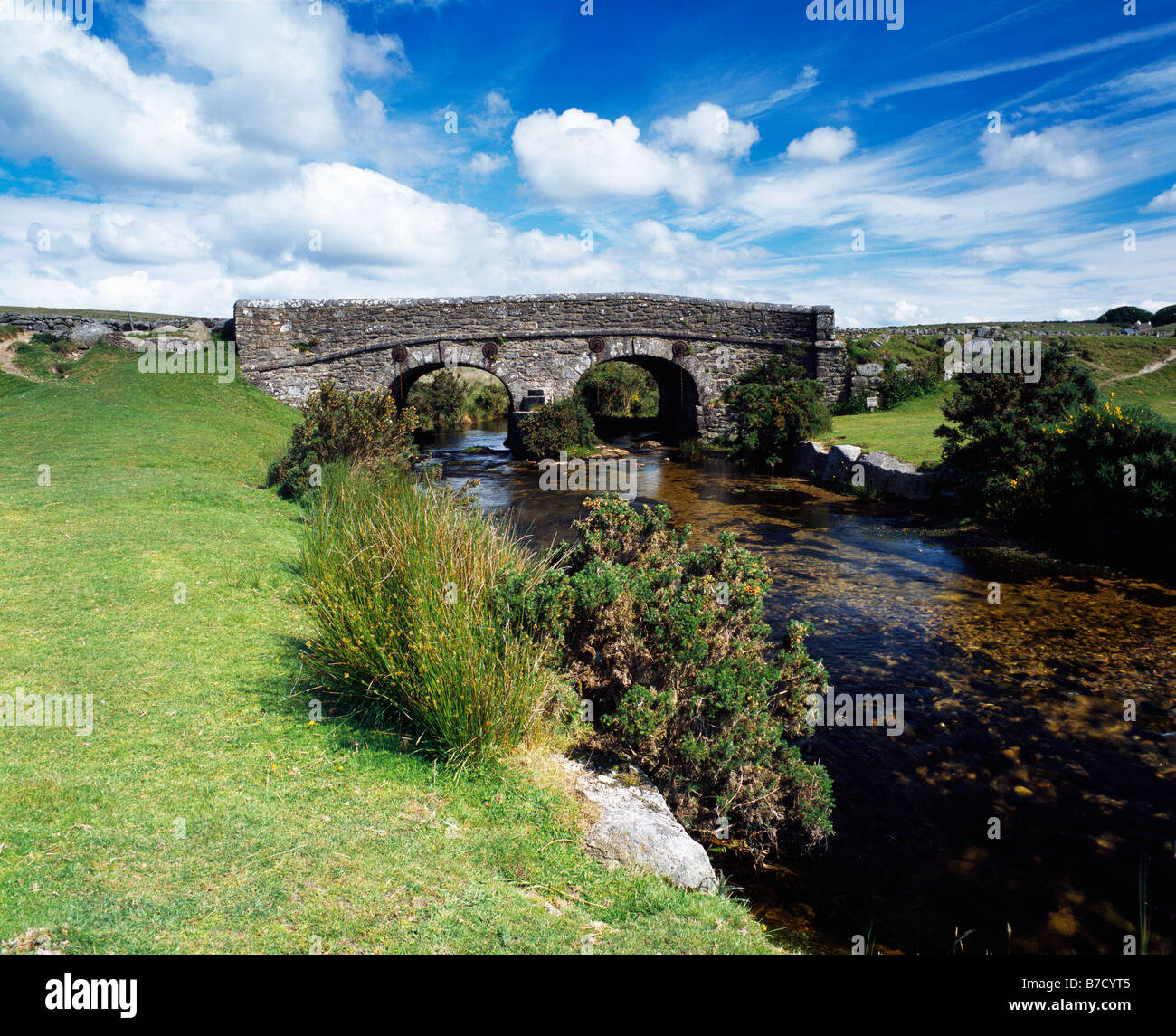 Cherry Brook Bridge near Princetown, Dartmoor National Park, Devon, England. Stock Photo