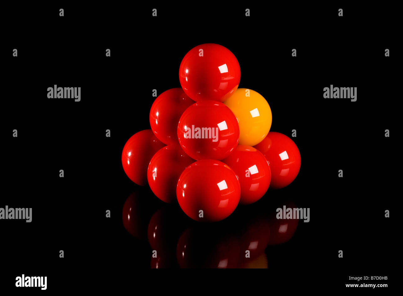 Snooker balls in a pyramid shape Stock Photo