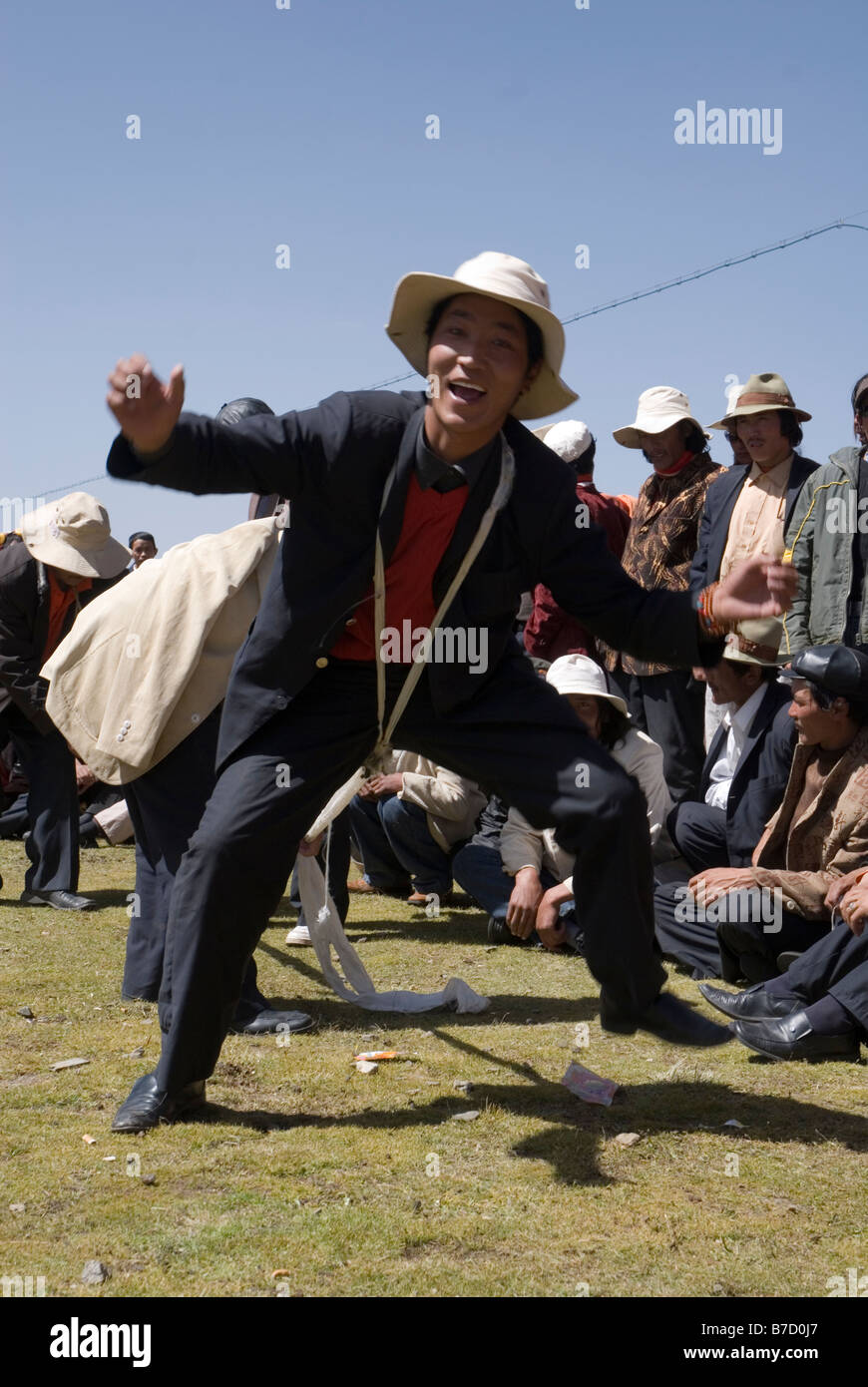 Rope pulling contest at local Tibetan festival Stock Photo Alamy