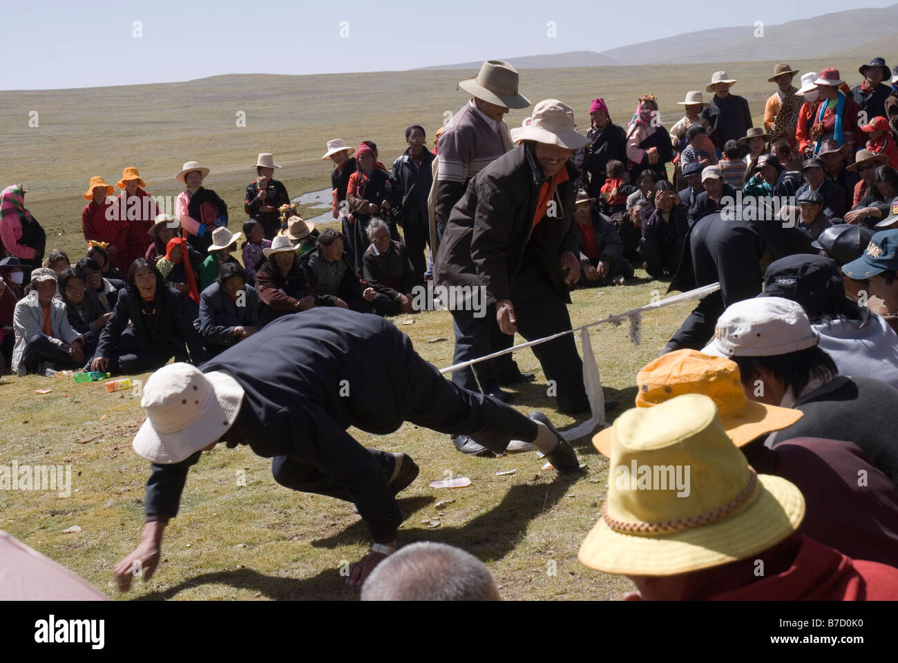 Rope pulling contest at local Tibetan festival Stock Photo Alamy