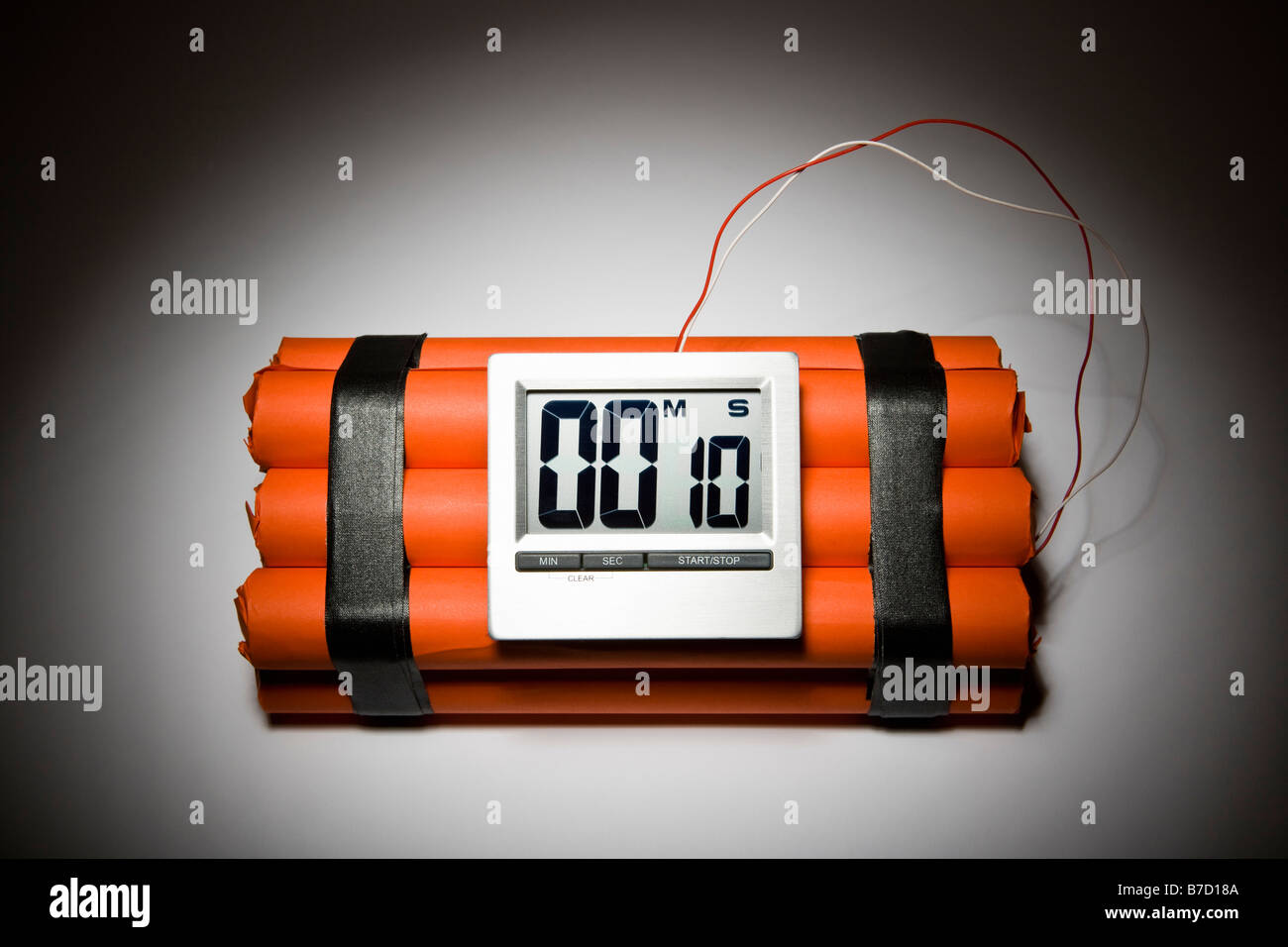 A dynamite time bomb with 10 seconds left on the timer Stock Photo - Alamy