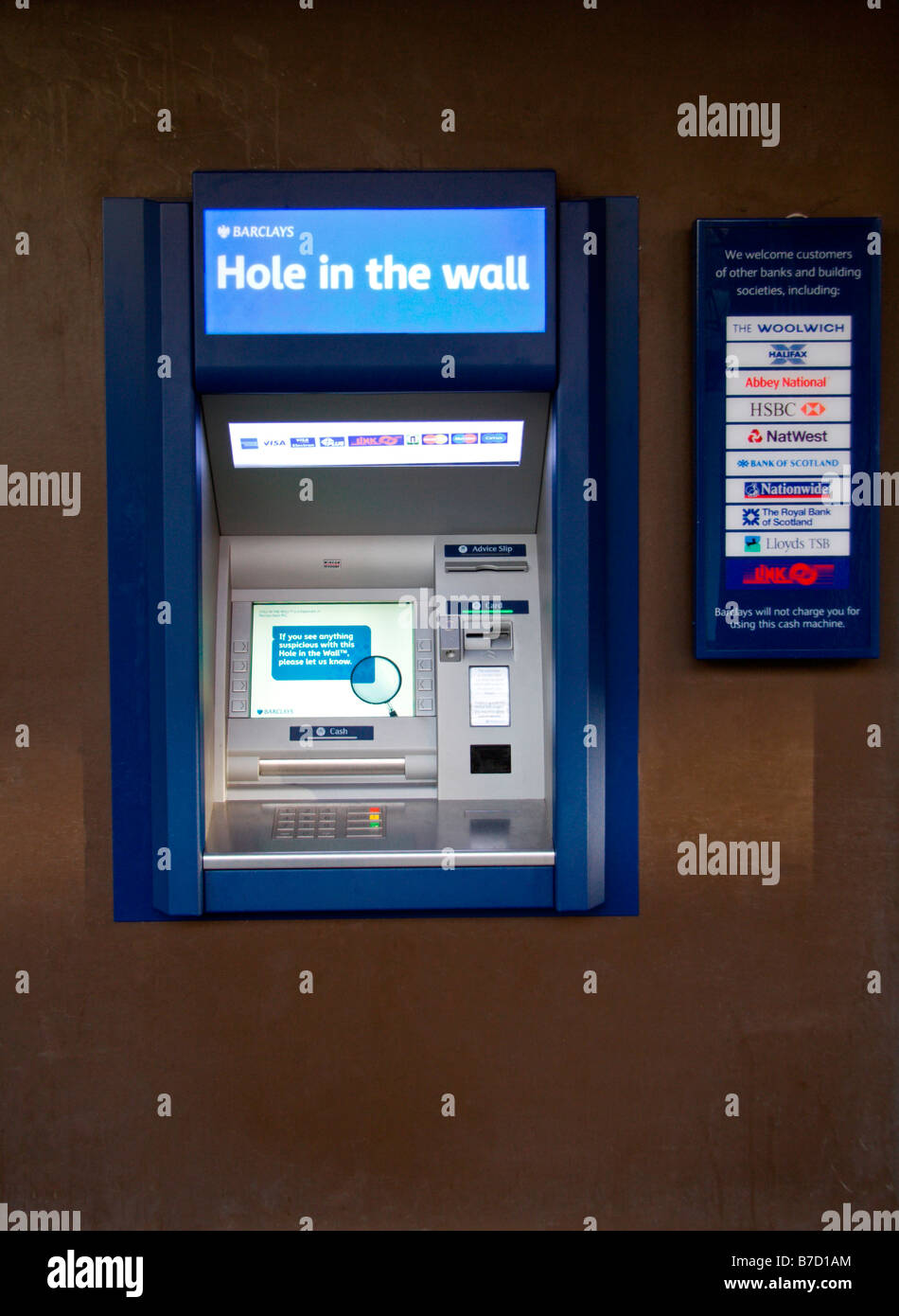 A Barclays ATM (hole in the wall) cash machine in Oxford England.  Jan 2009 Stock Photo