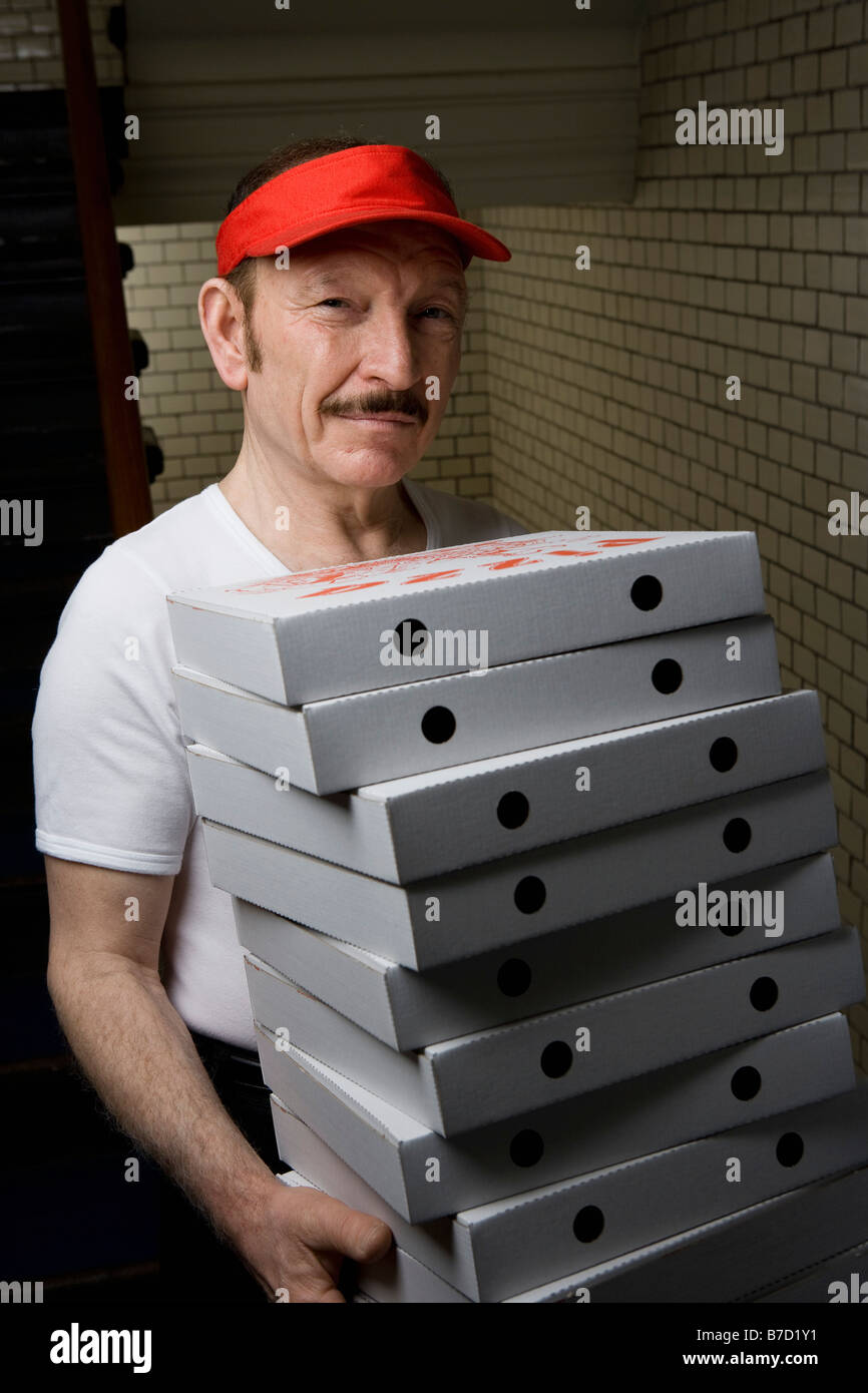 A pizza delivery man, portrait Stock Photo Alamy