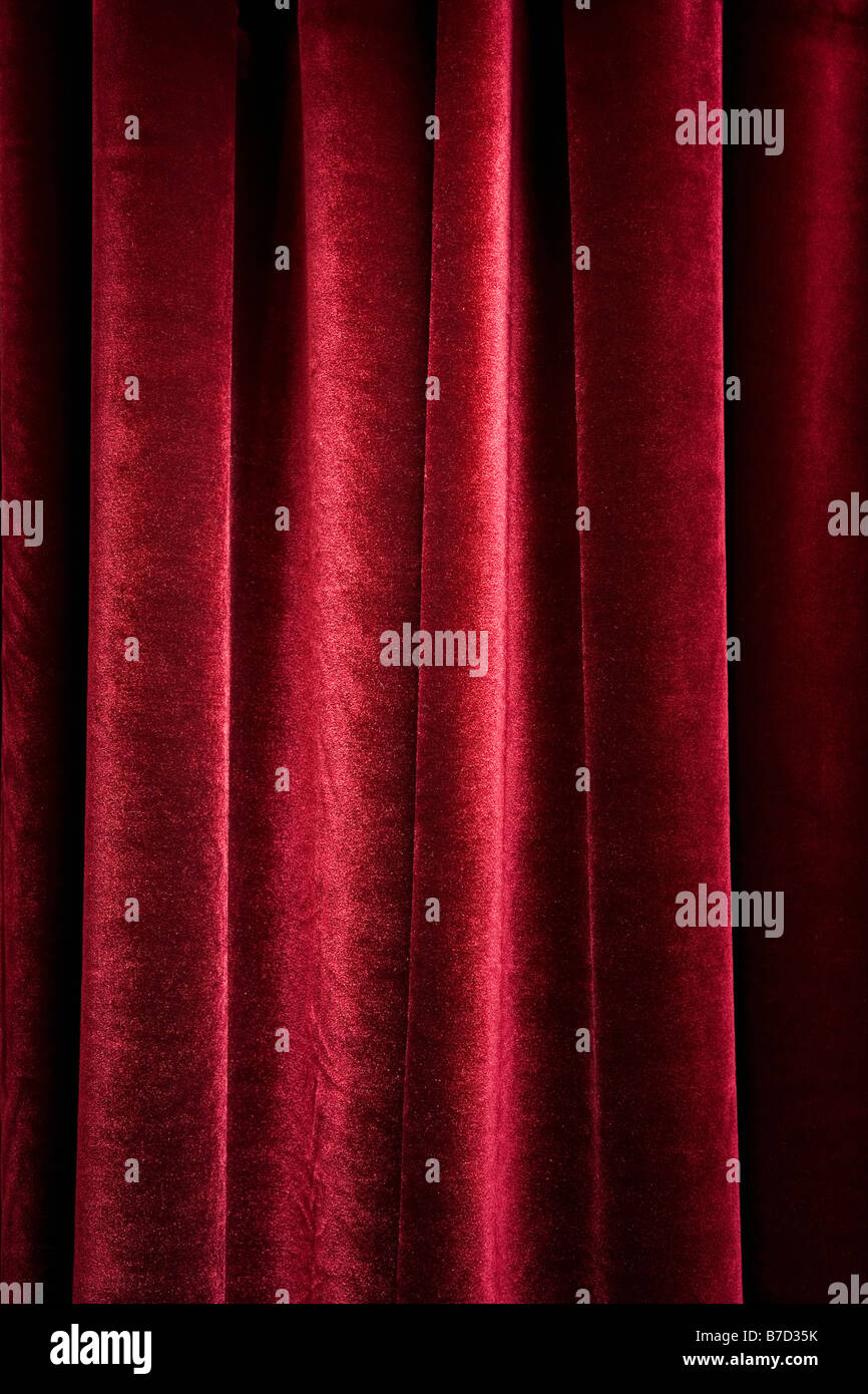 A red velvet curtain Stock Photo
