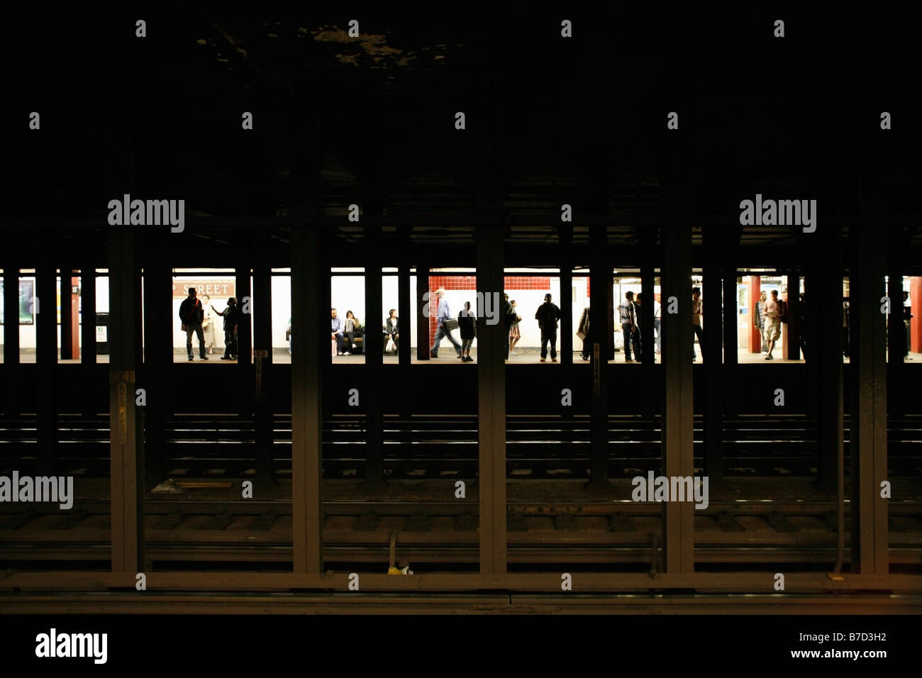 People waiting on a train platform Stock Photo - Alamy
