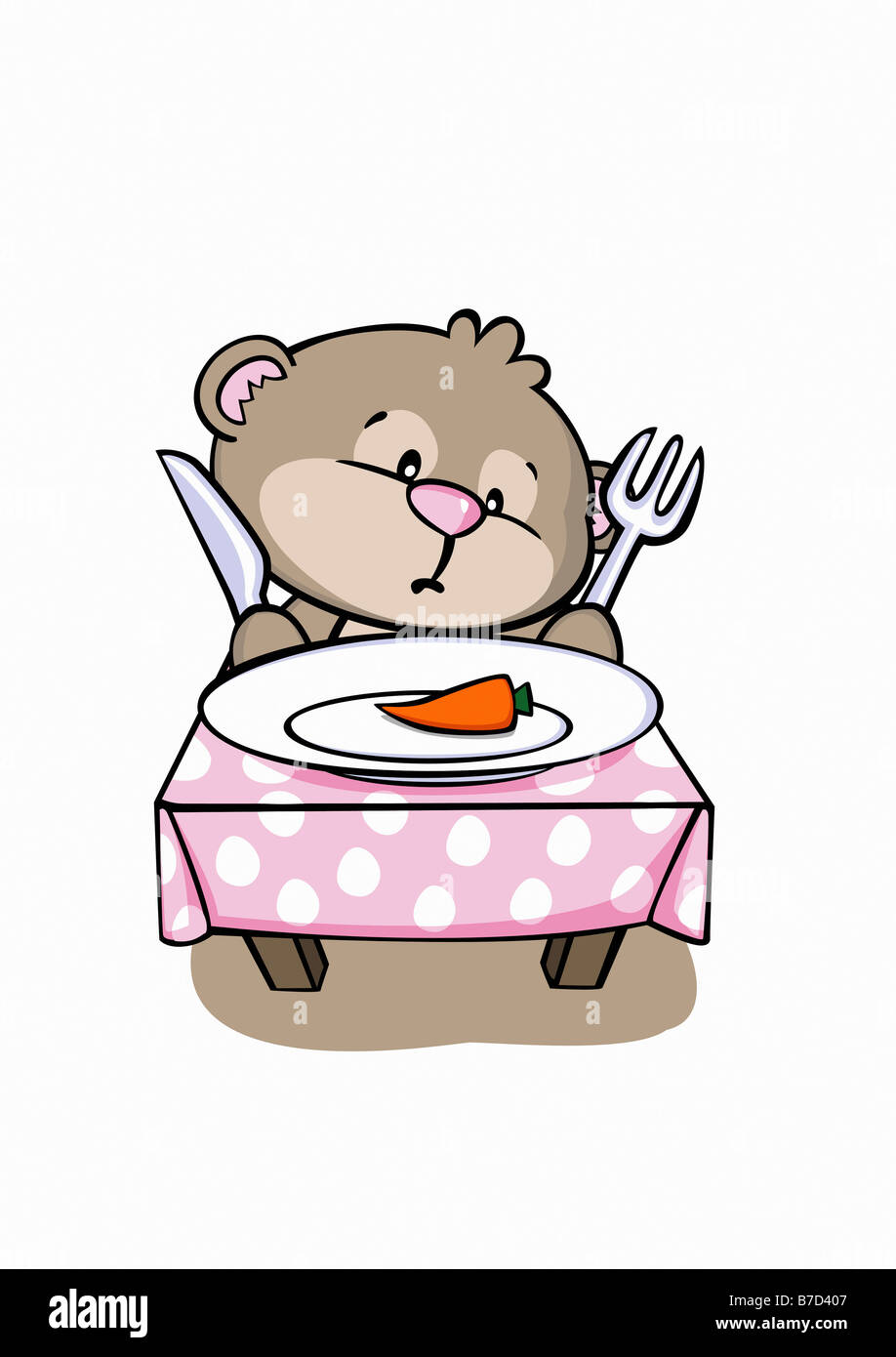 A cartoon bear sitting at a table and eating dinner Stock Photo - Alamy