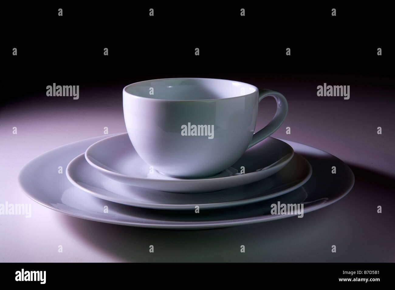 cup saucer side plate dinner plate white crockery Stock Photo Alamy