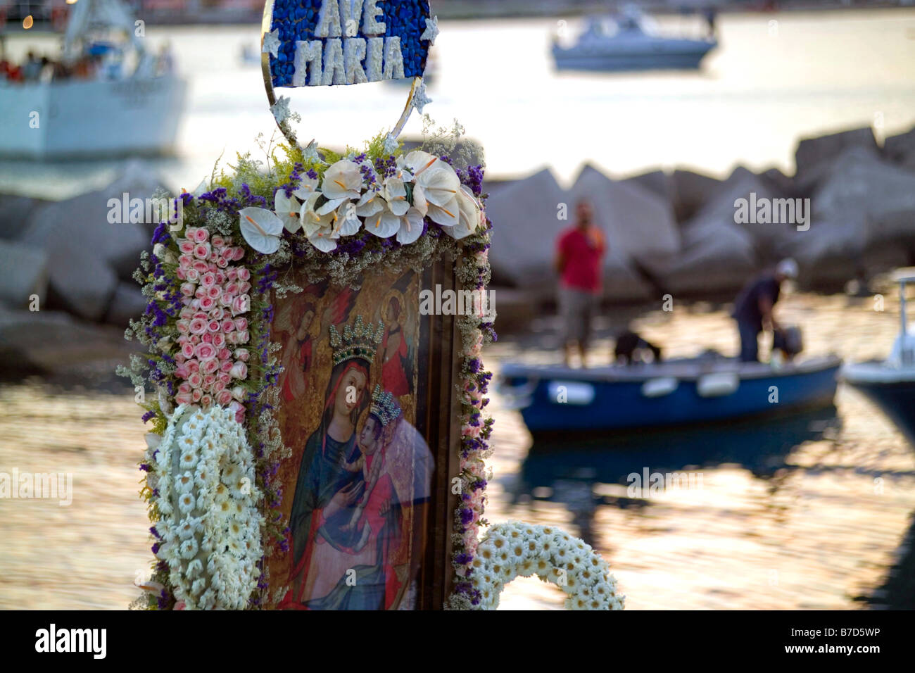 Procession by the sea, Madonna di Costantinopoli feast, Salerno