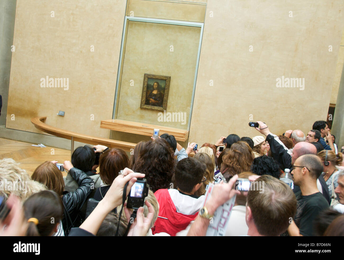 Crowd of tourists taking pictures of the Mona Lisa, Louvre, Paris, France, Europe Stock Photo