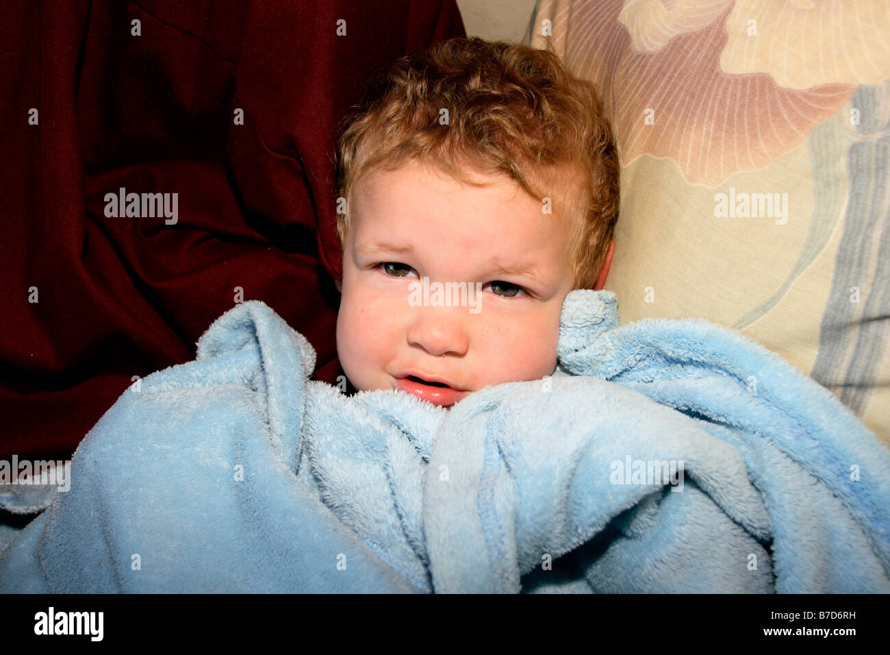 a sick 2 year old boy Stock Photo