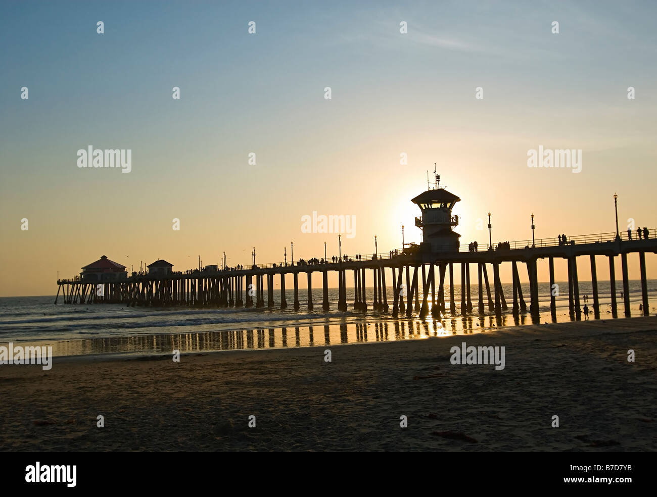 Huntington Beach Pier At Sunset Stock Photo - Alamy