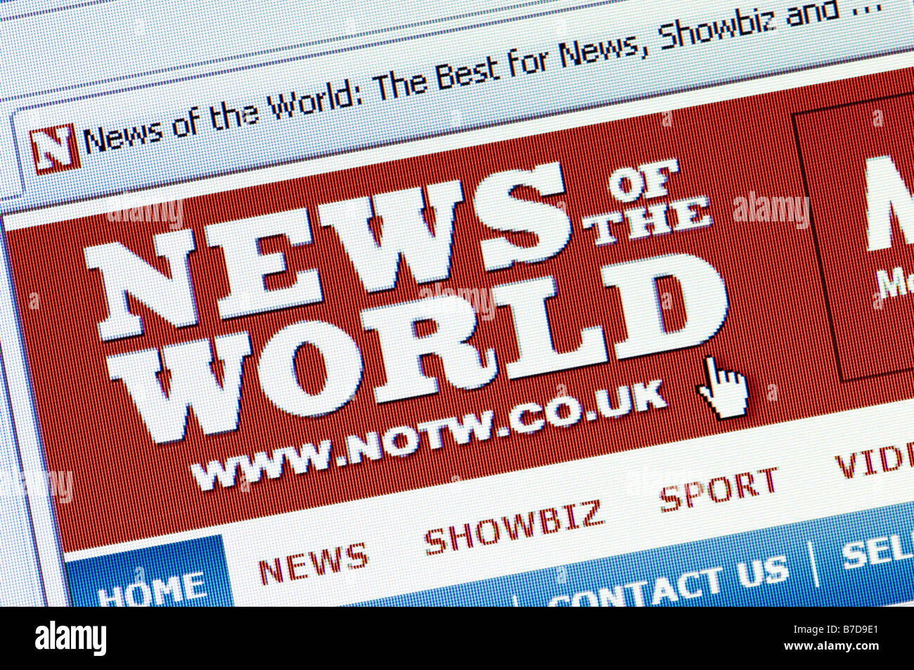 Macro screenshot of News of the World tabloid newspaper website (Editorial use only) Stock Photo