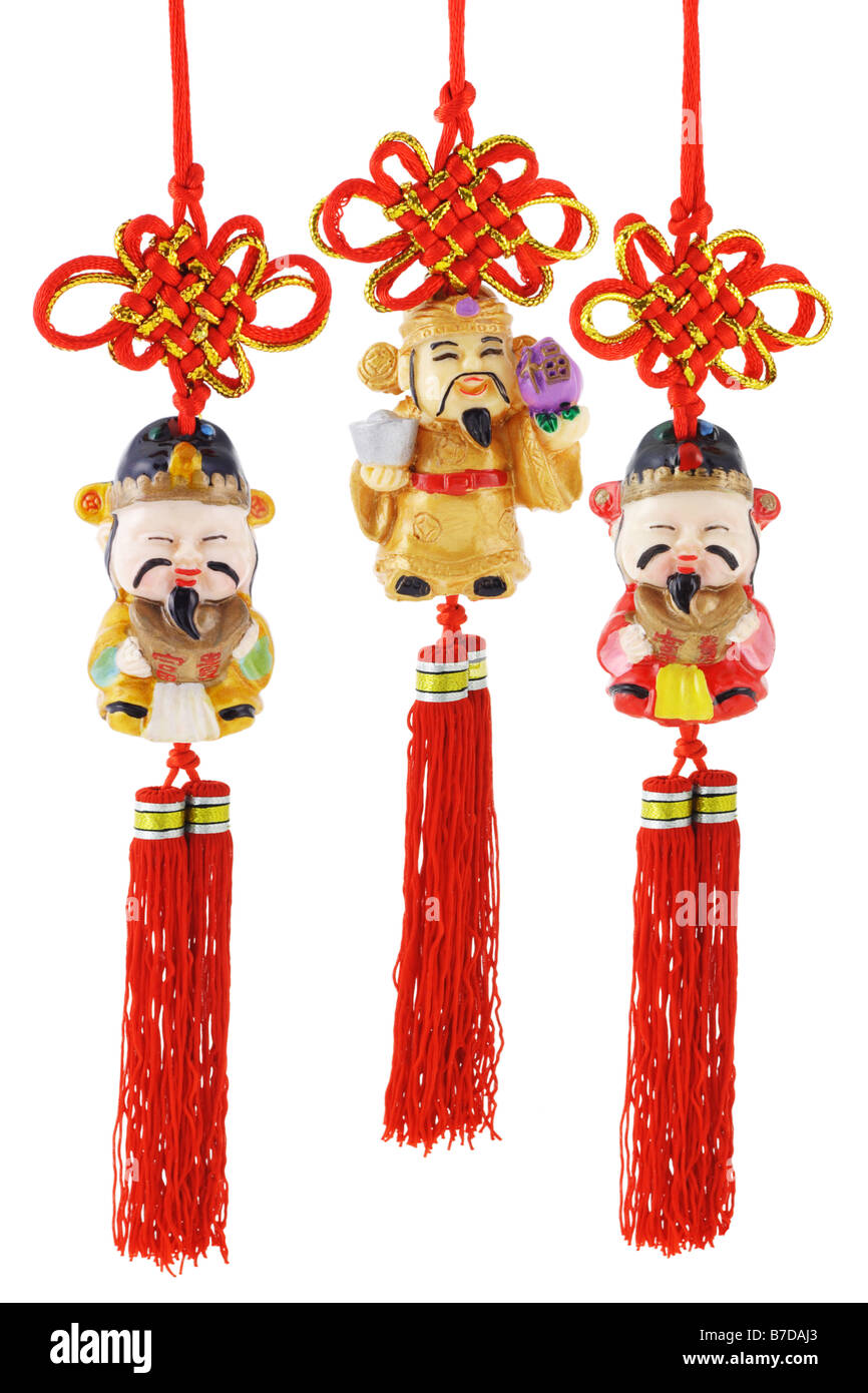 Chinese prosperity figurine ornaments for lunar new year decoration on white background Stock Photo