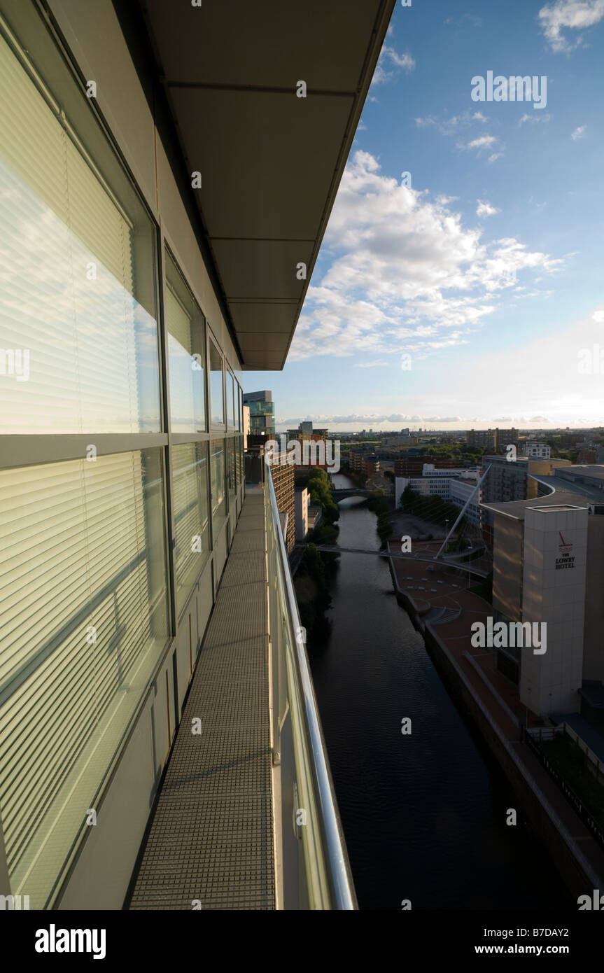 View of the river Irwell from a city centre apartment balcony