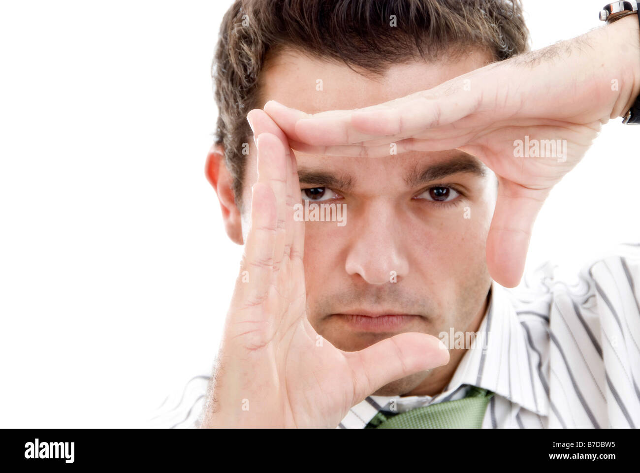 young man gestures Stock Photo