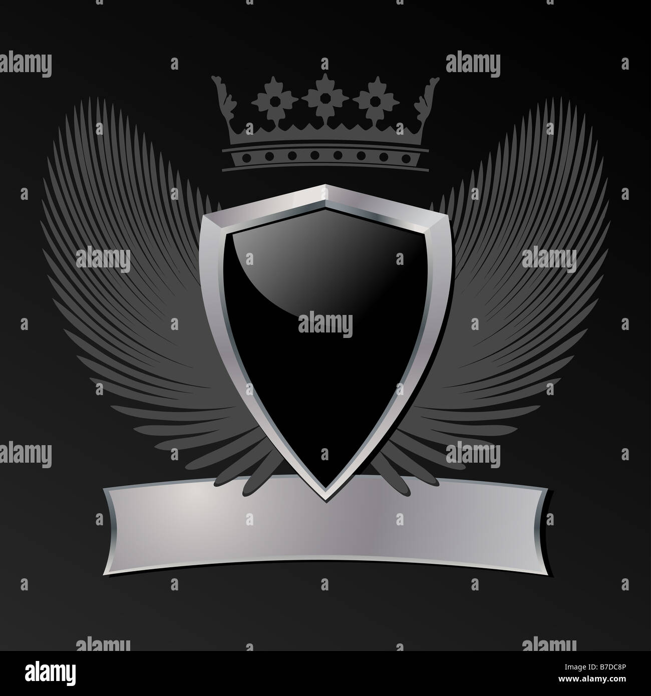 Glossy black and silver coat of arms Stock Photo