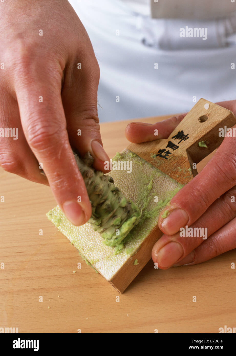 Chief grating wasabi Stock Photo Alamy