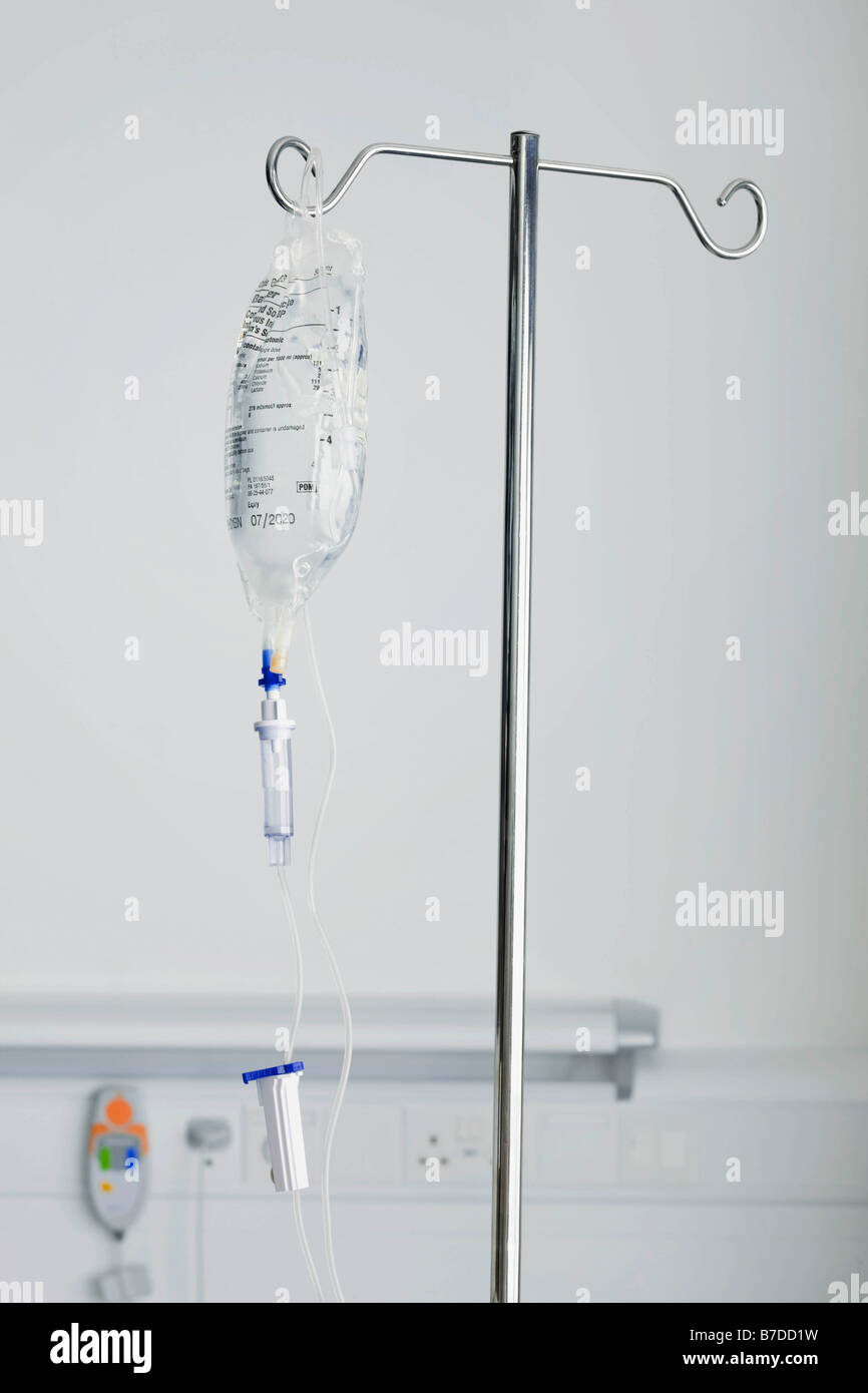 A medical drip on a stand Stock Photo Alamy