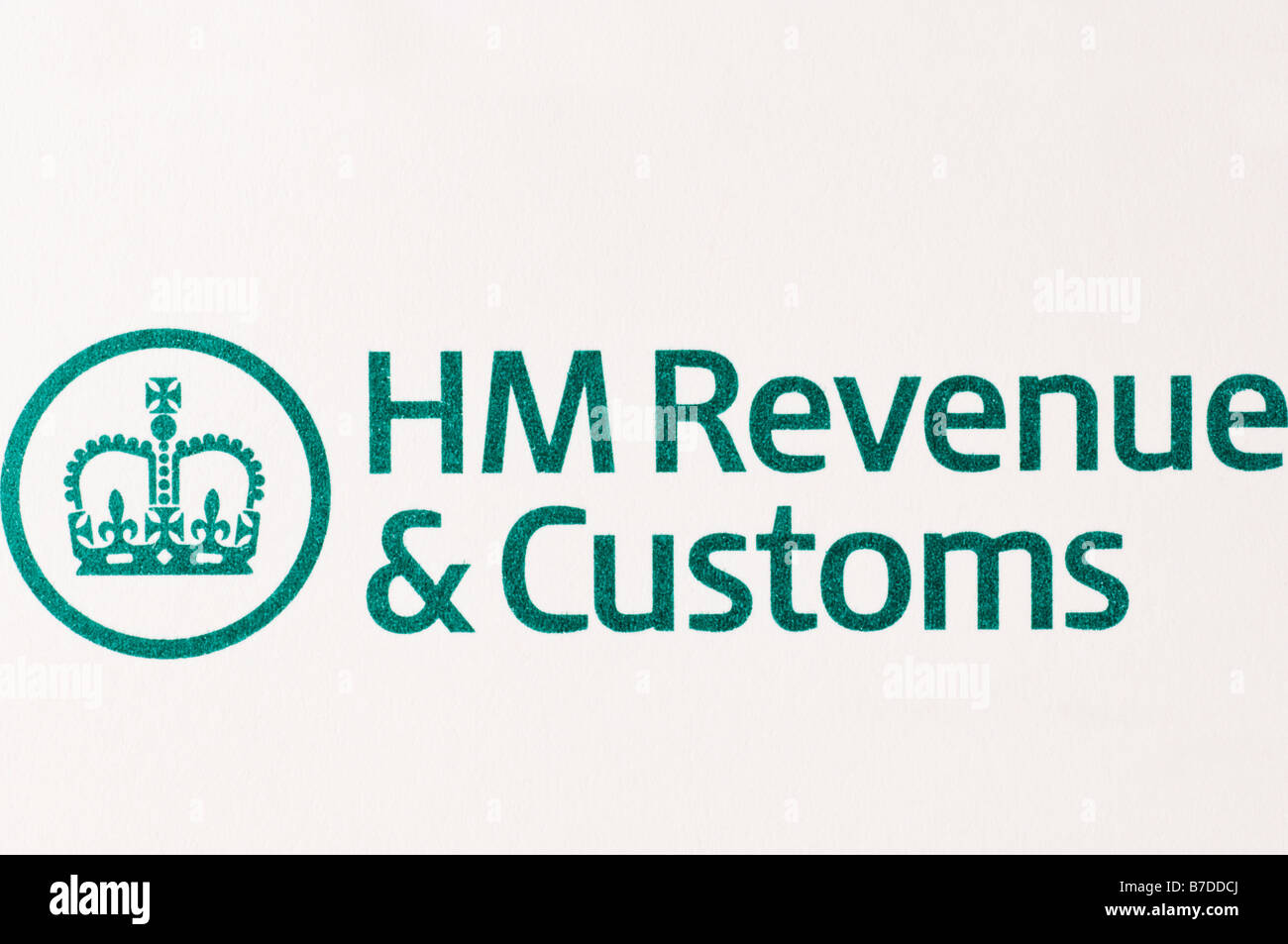 A close up of the logo for HM Revenue & Customs  shot on a white background Stock Photo