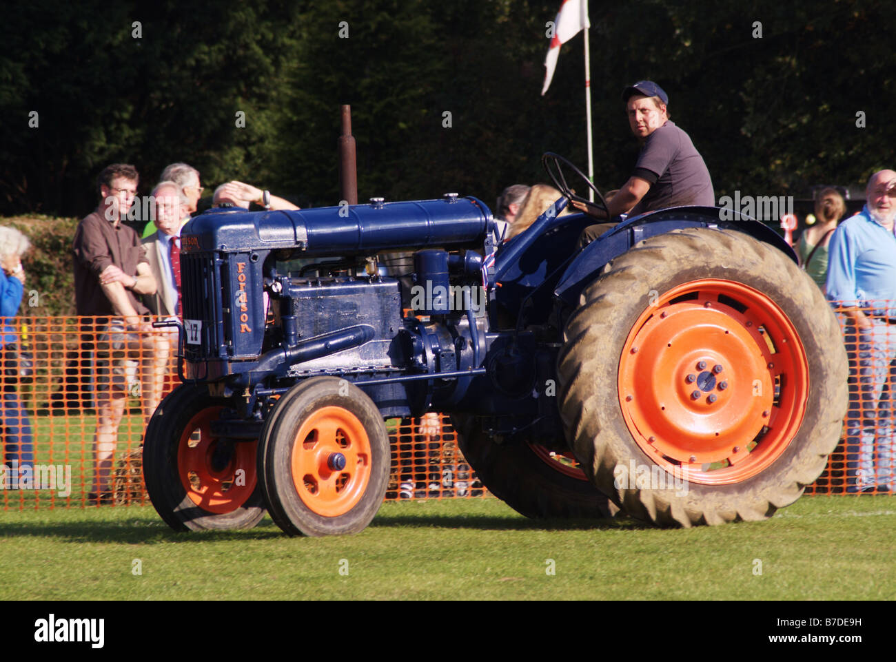 farmer blue fordson small tractor old classic farm biddenden village spectacular day out kent england uk europe Stock Photo