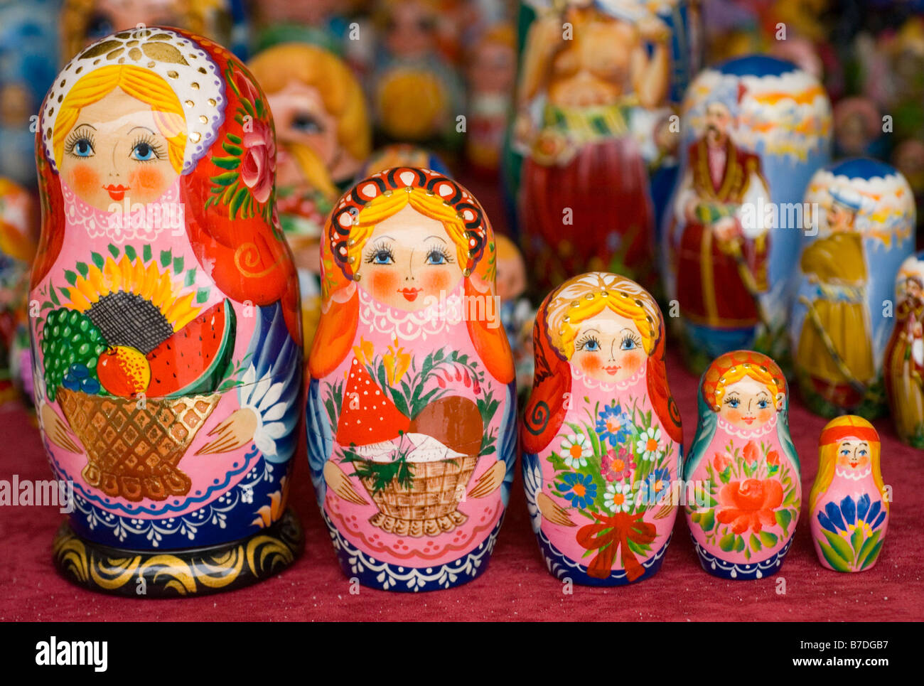A matryoshka doll, Babushka doll or a Russian nested doll, One doll nests inside of the other matrioshka Stock Photo
