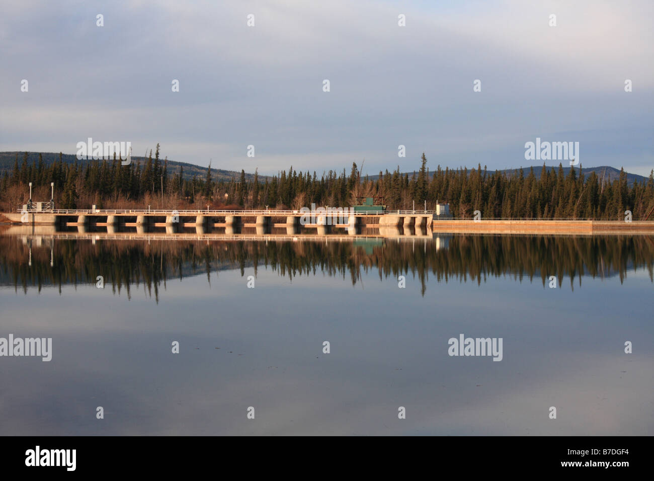 Dam lake at Seebe ghost village in Alberta Stock Photo