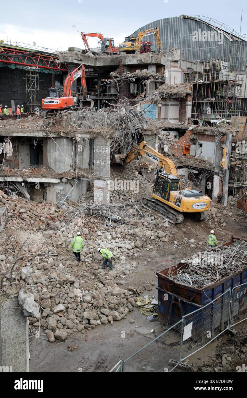 View of an active demolition site at Southwark Towers, 32 London Bridge, Southwark Stock Photo