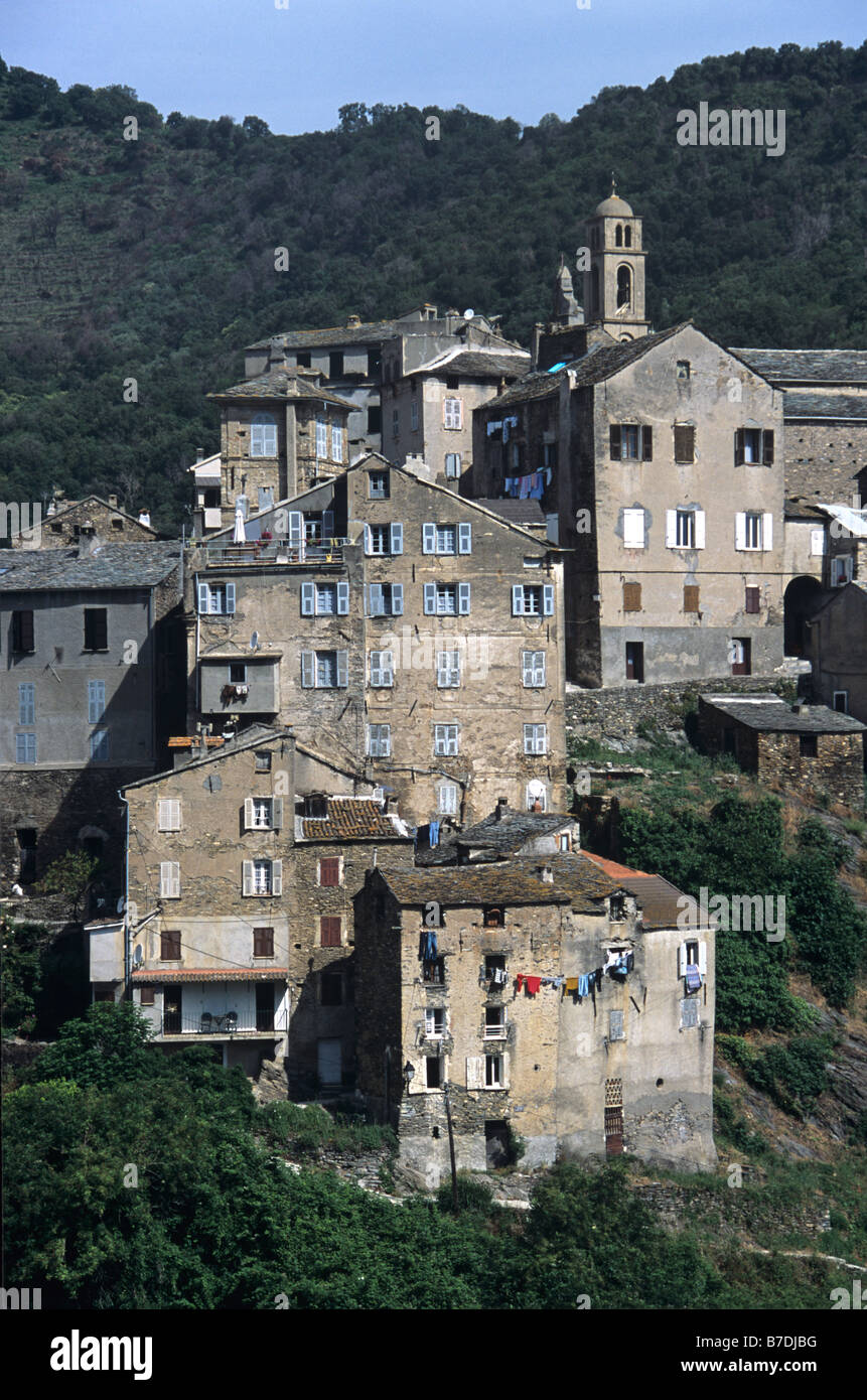 View over Village Houses of Vescovato, Casinca Region, Corsica, France Stock Photo